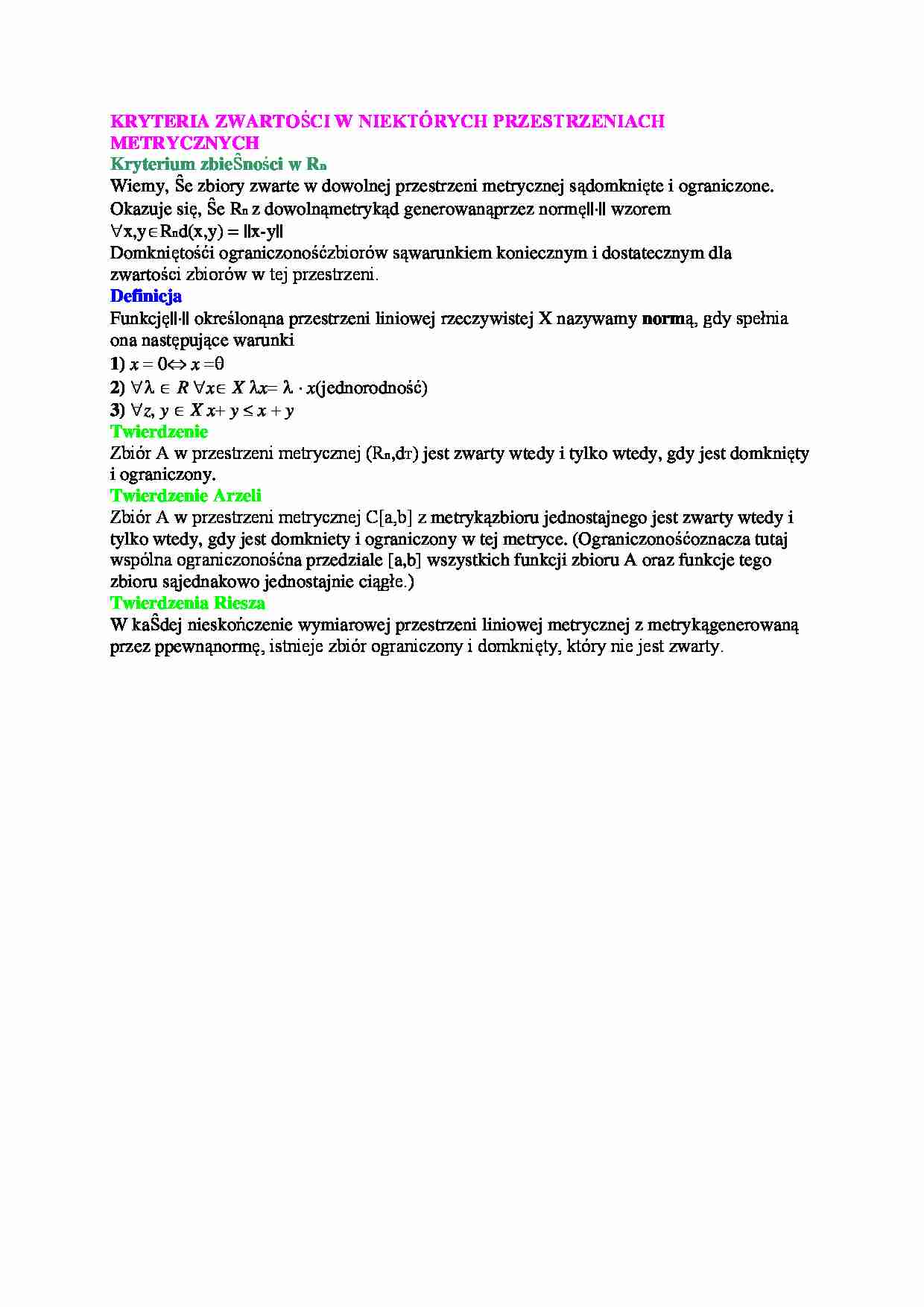 Kryteria zawartości w przestrzeniach  - strona 1