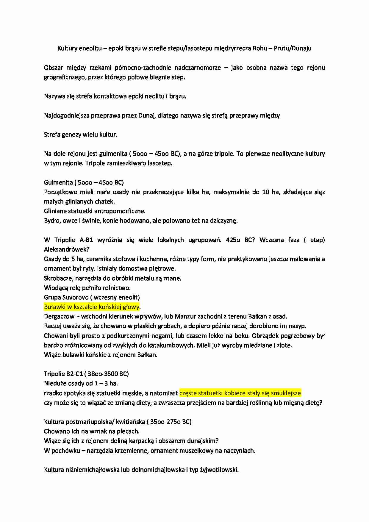 Kultury eneolitu - epoka brązu  - strona 1