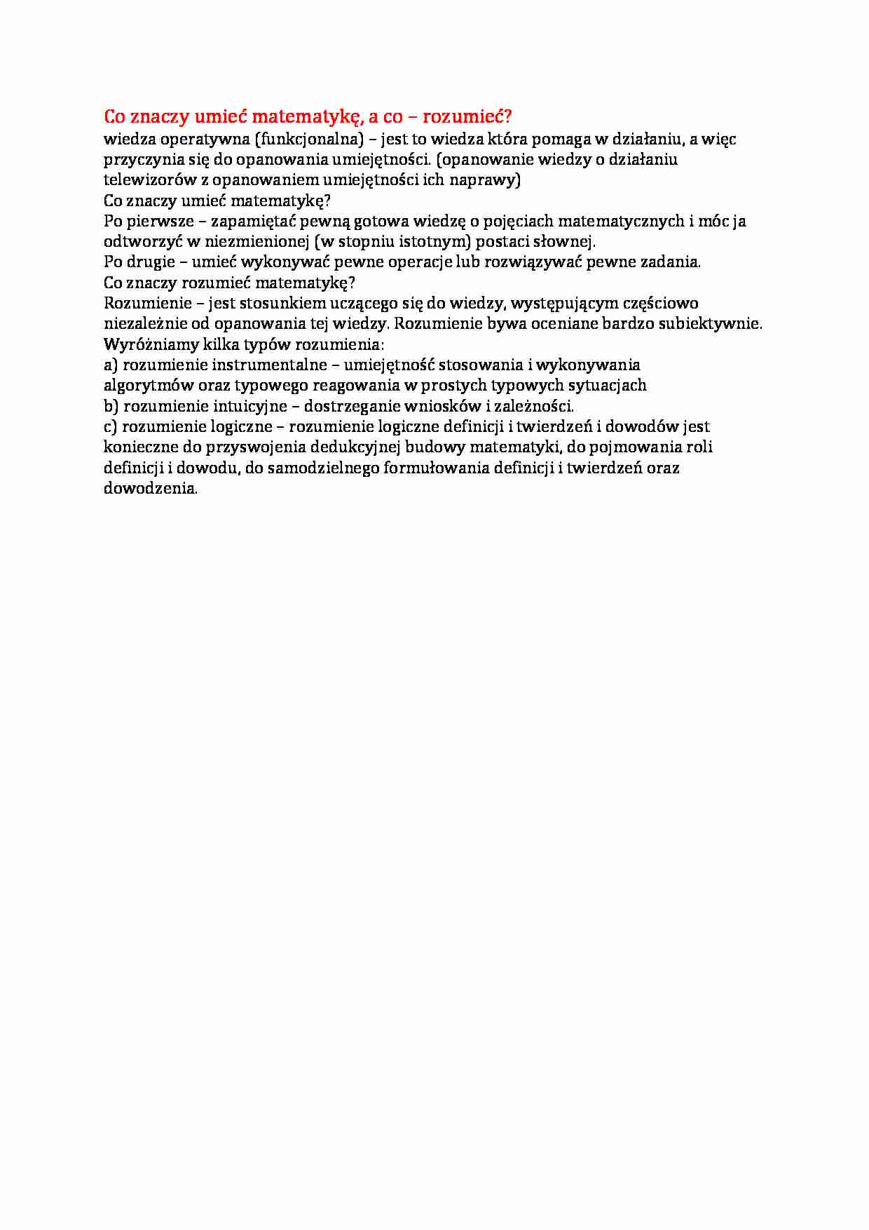 Co znaczy umieć matematykę - strona 1