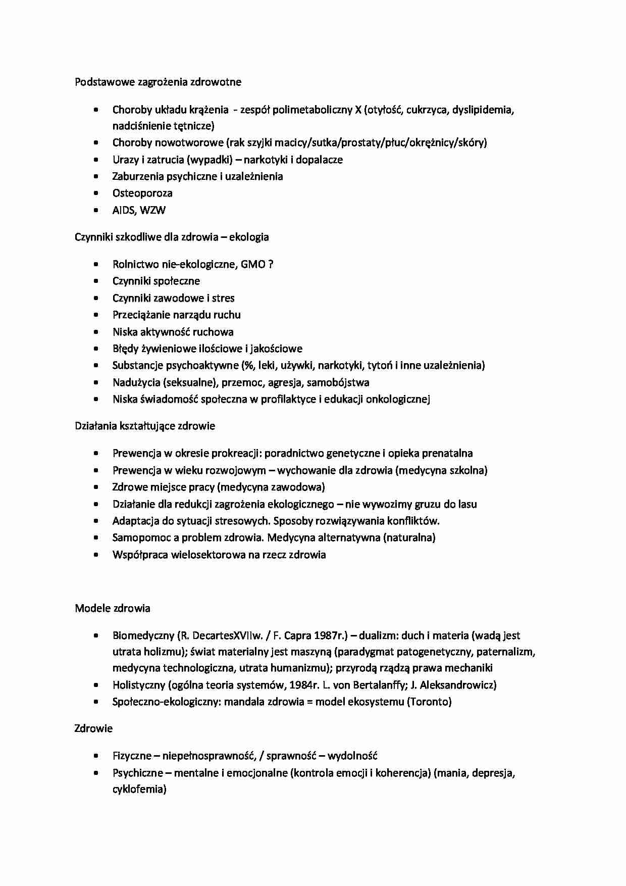 Podstawowe zagrożenia zdrowotne  - strona 1
