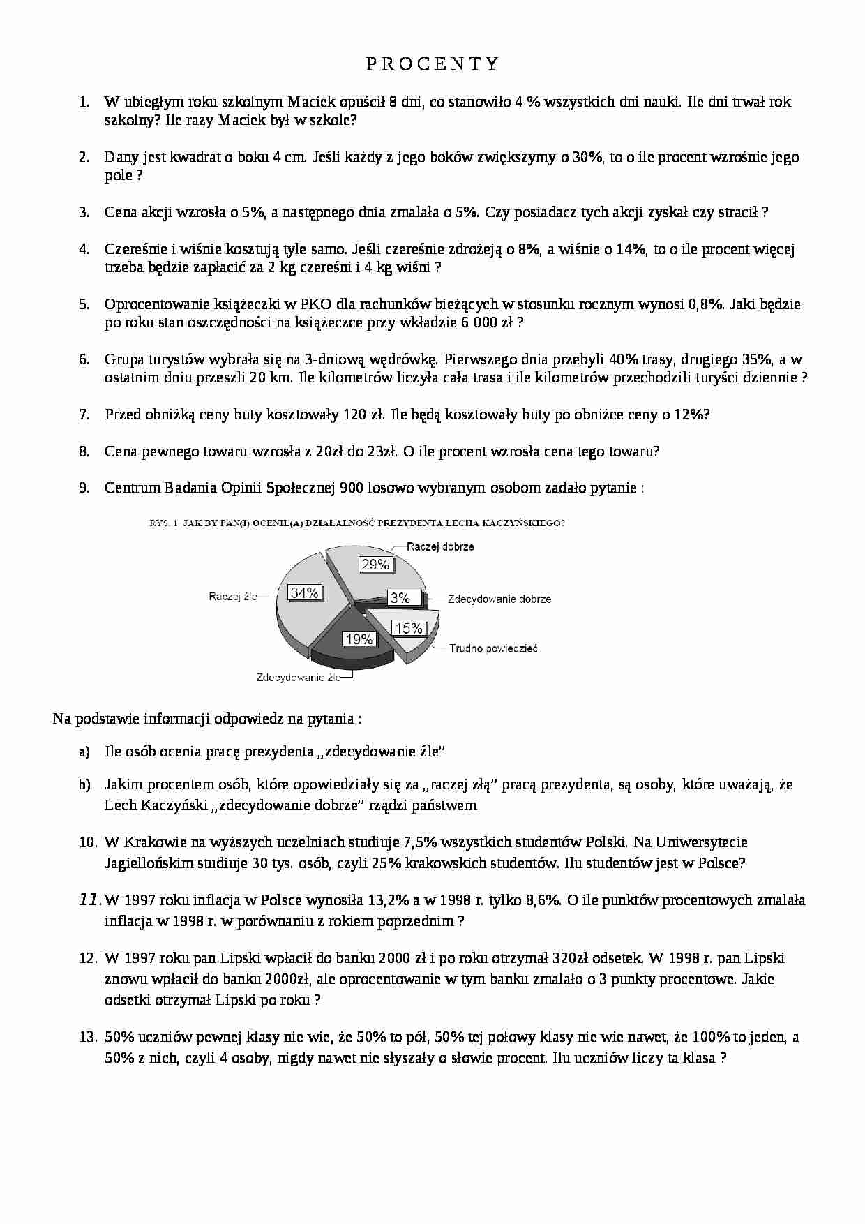 Procenty - zadania  - strona 1