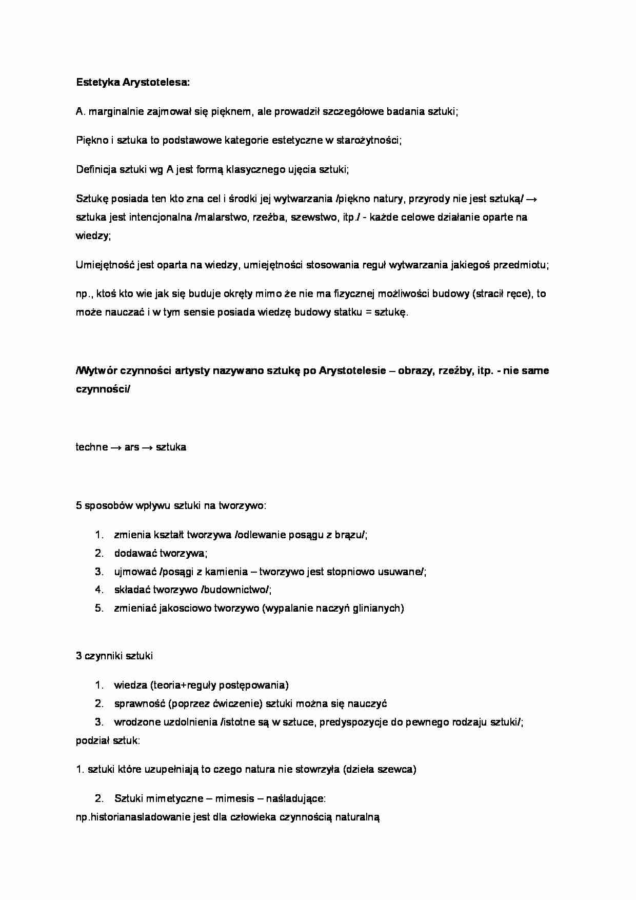 Estetyka Arystotelesa - strona 1