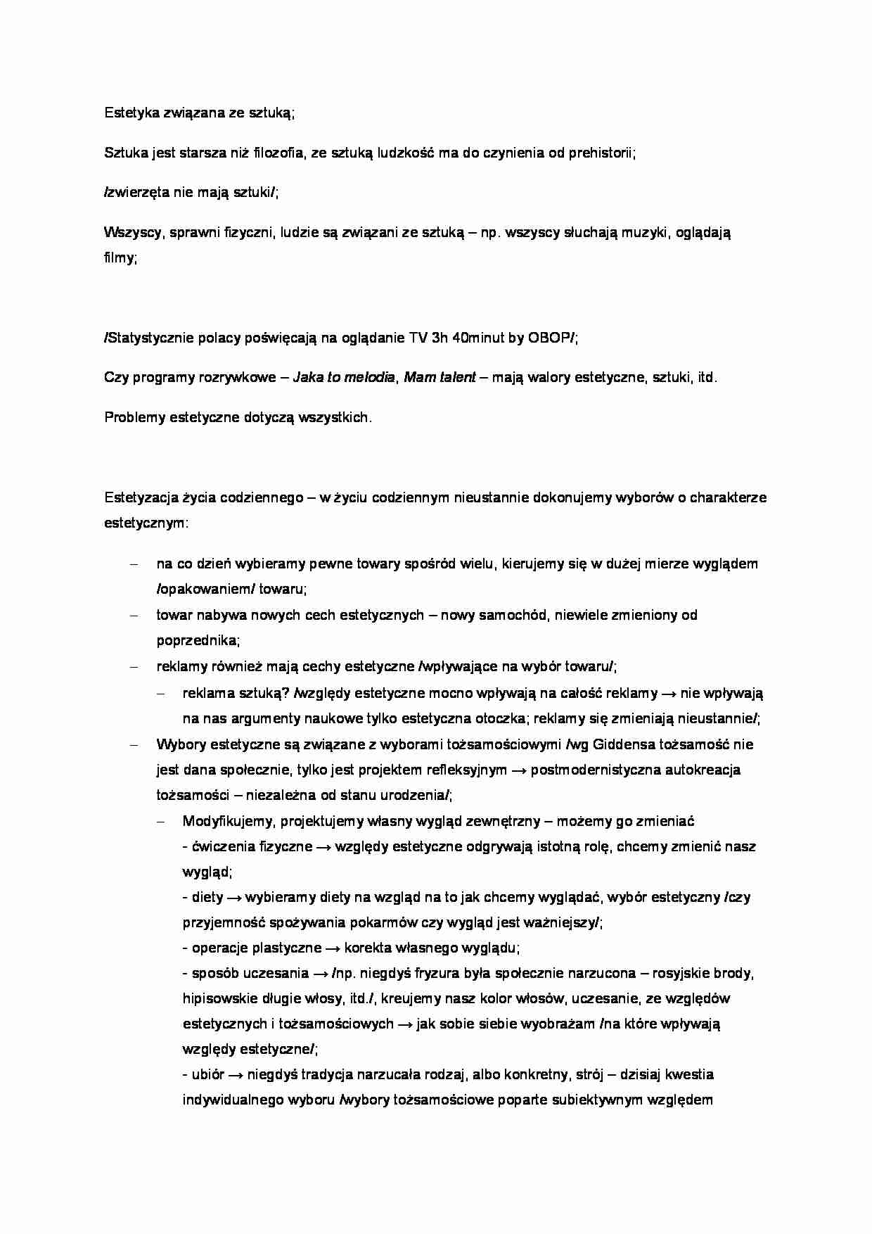 Estetyka związana ze sztuką - strona 1