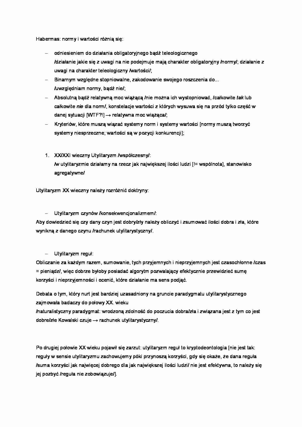 Habermas - normy i wartości - strona 1