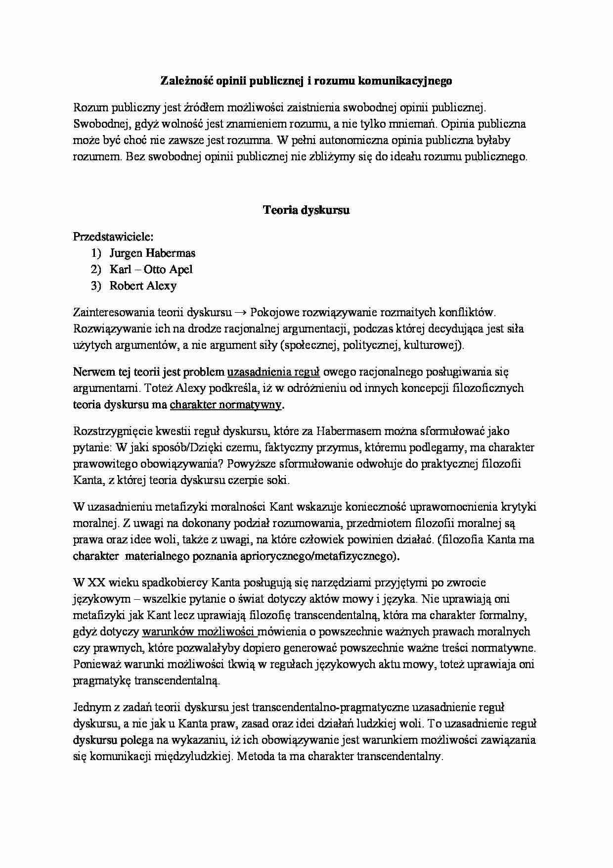 Zależność opinii publicznej i rozumu komunikacyjnego - strona 1