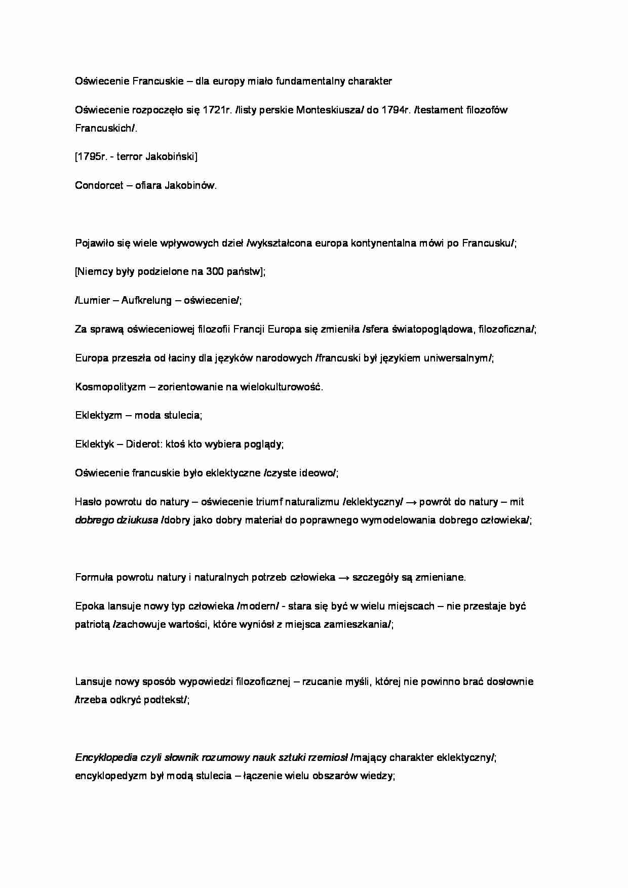 Oświecenie Francuskie jako fundamentalny charakter - strona 1