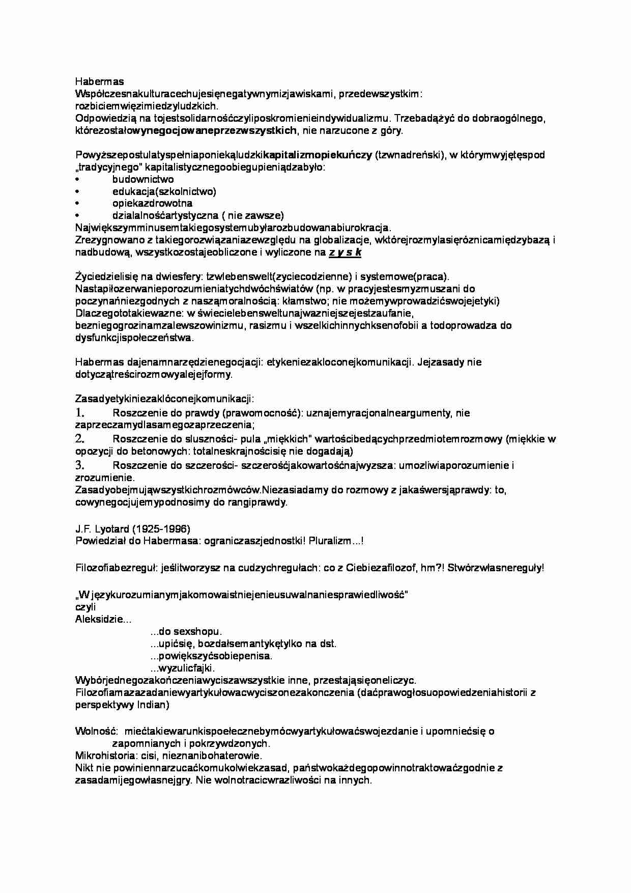 Habermas - charalterystyka - strona 1