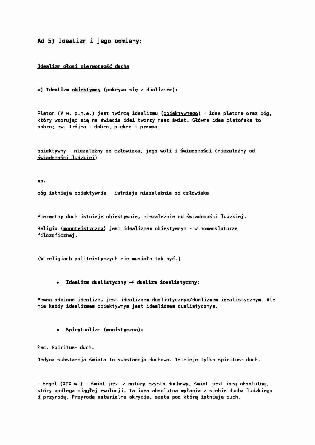 Idealizm i jego odmiany - strona 1