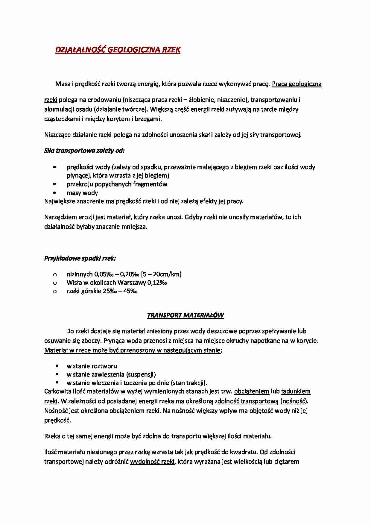 Działalność geologiczna rzek  - strona 1