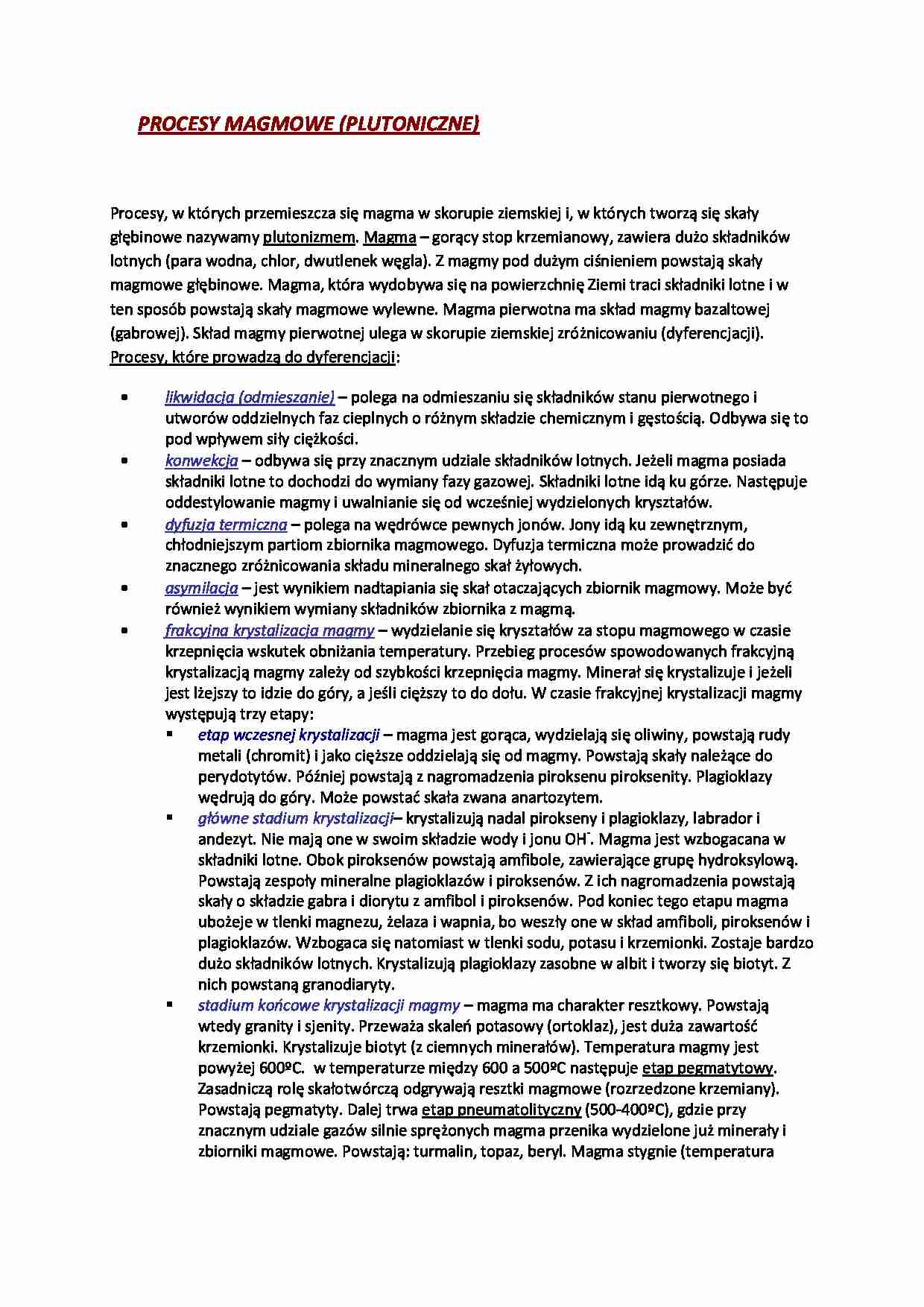 Procesy magmowe (plutoniczne) - strona 1