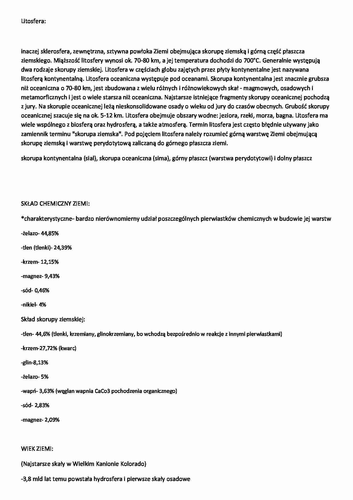 Litosfera - charakterystyka - strona 1