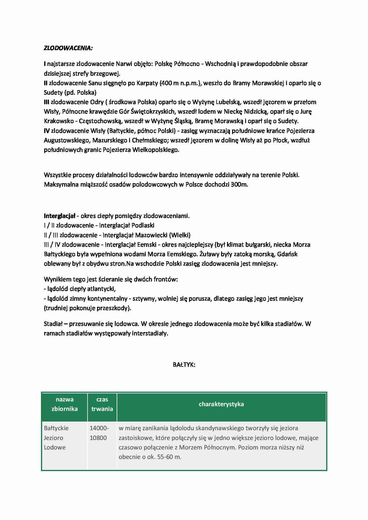 Zlodowacenia - podział i opis  - strona 1