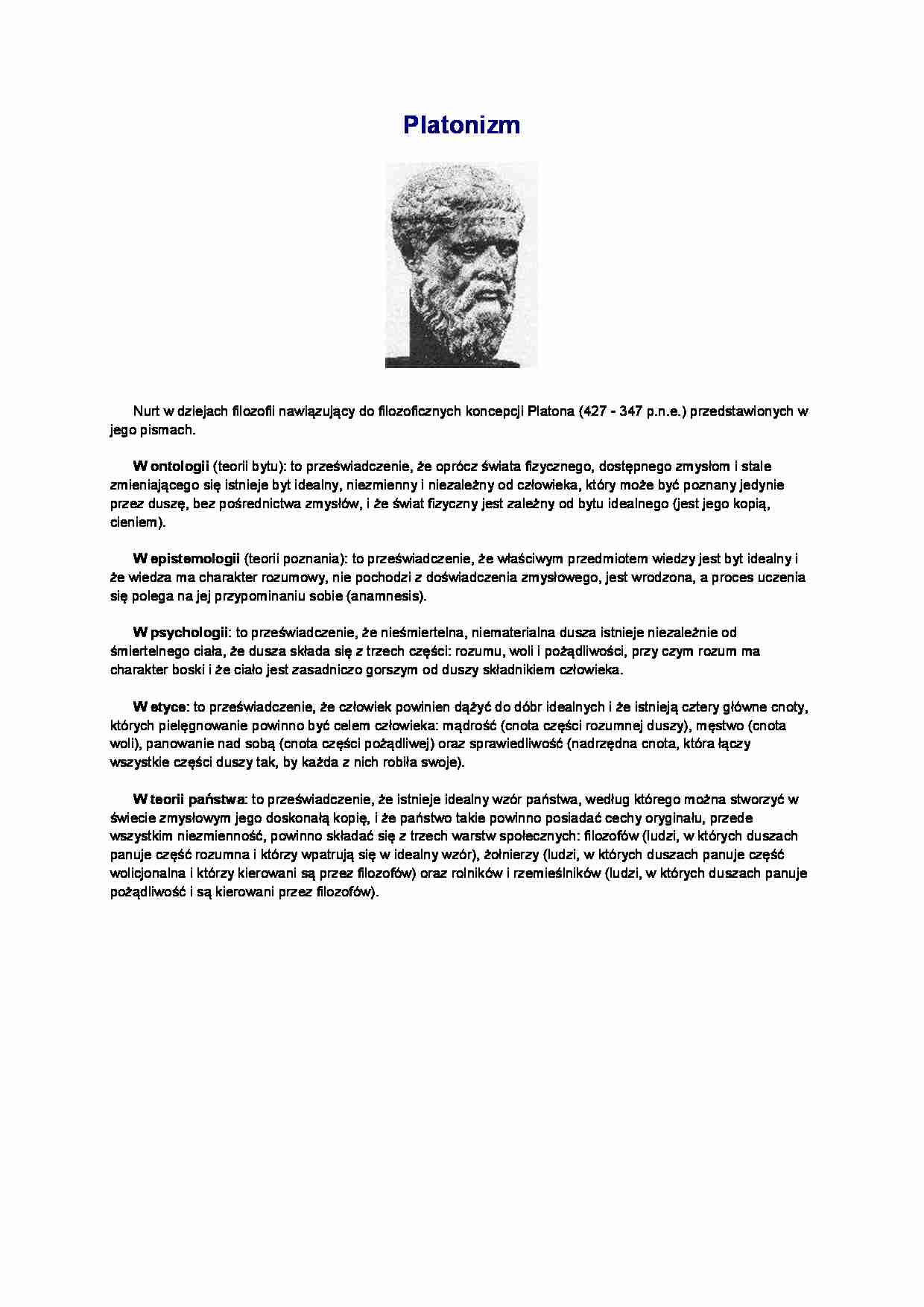 Platonizm - opis - strona 1