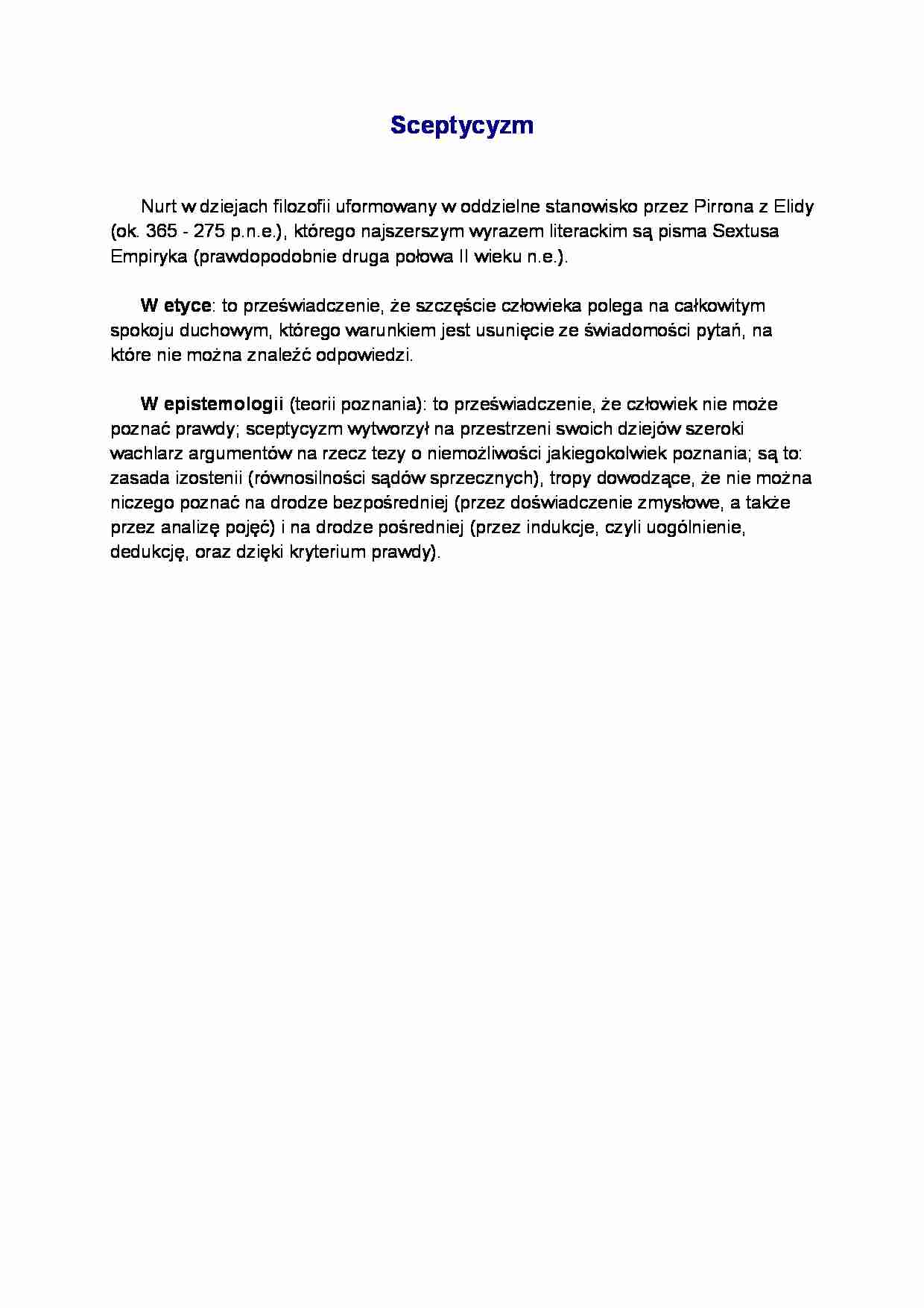 Sceptyzm - opis  - strona 1