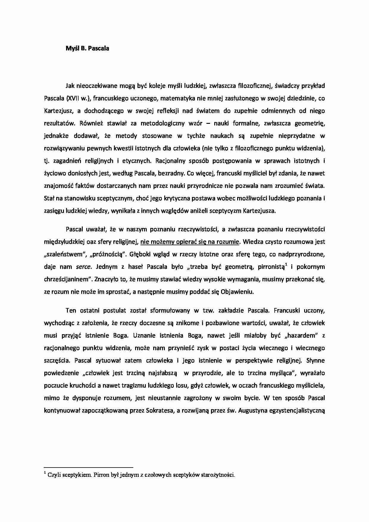 Myśl B. Pascala - strona 1