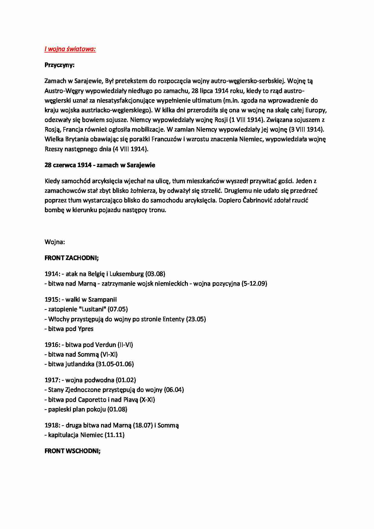 I wojna światowa - przyczyny - strona 1