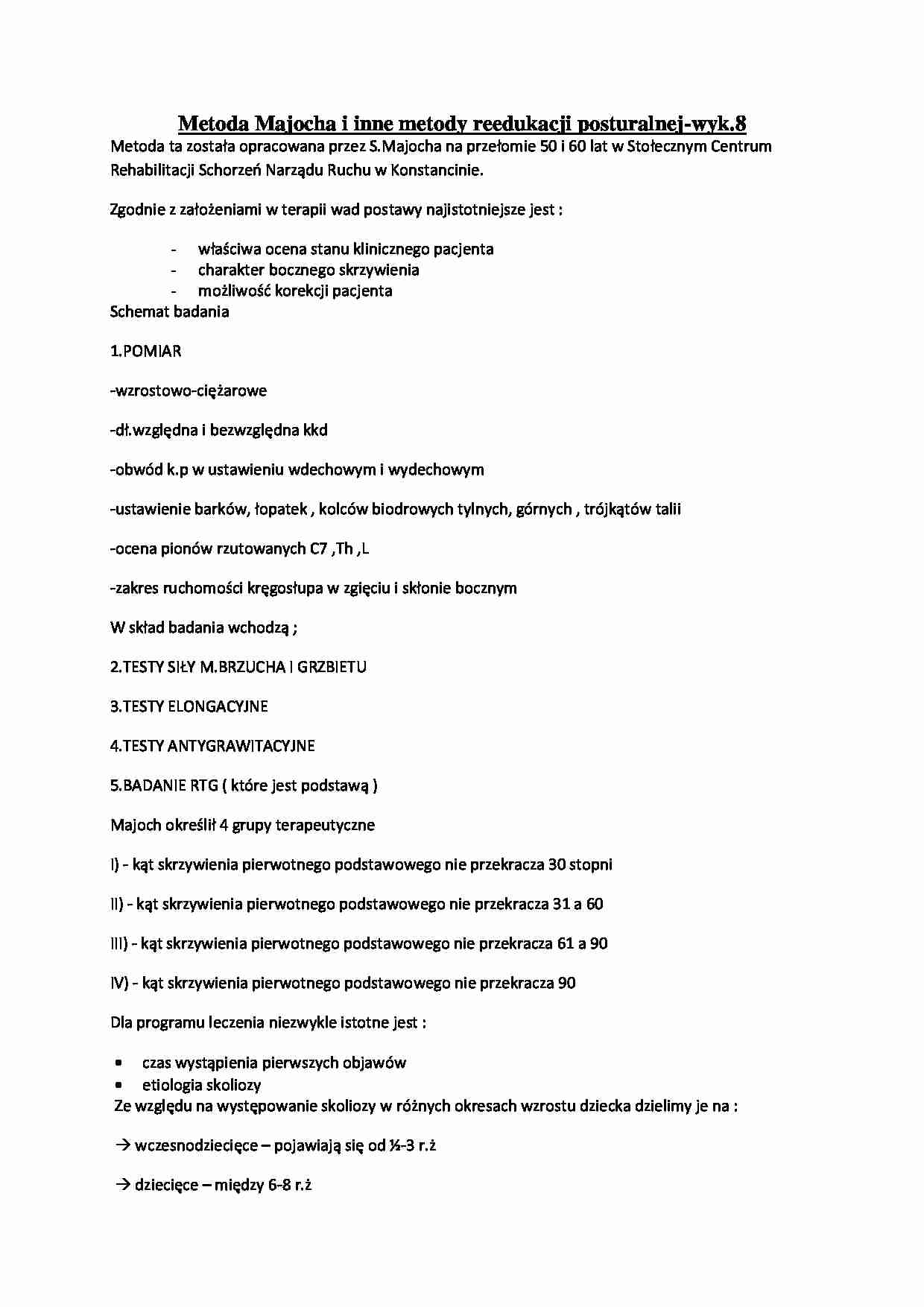 Metoda Majocha - redukcja posturalna  - strona 1