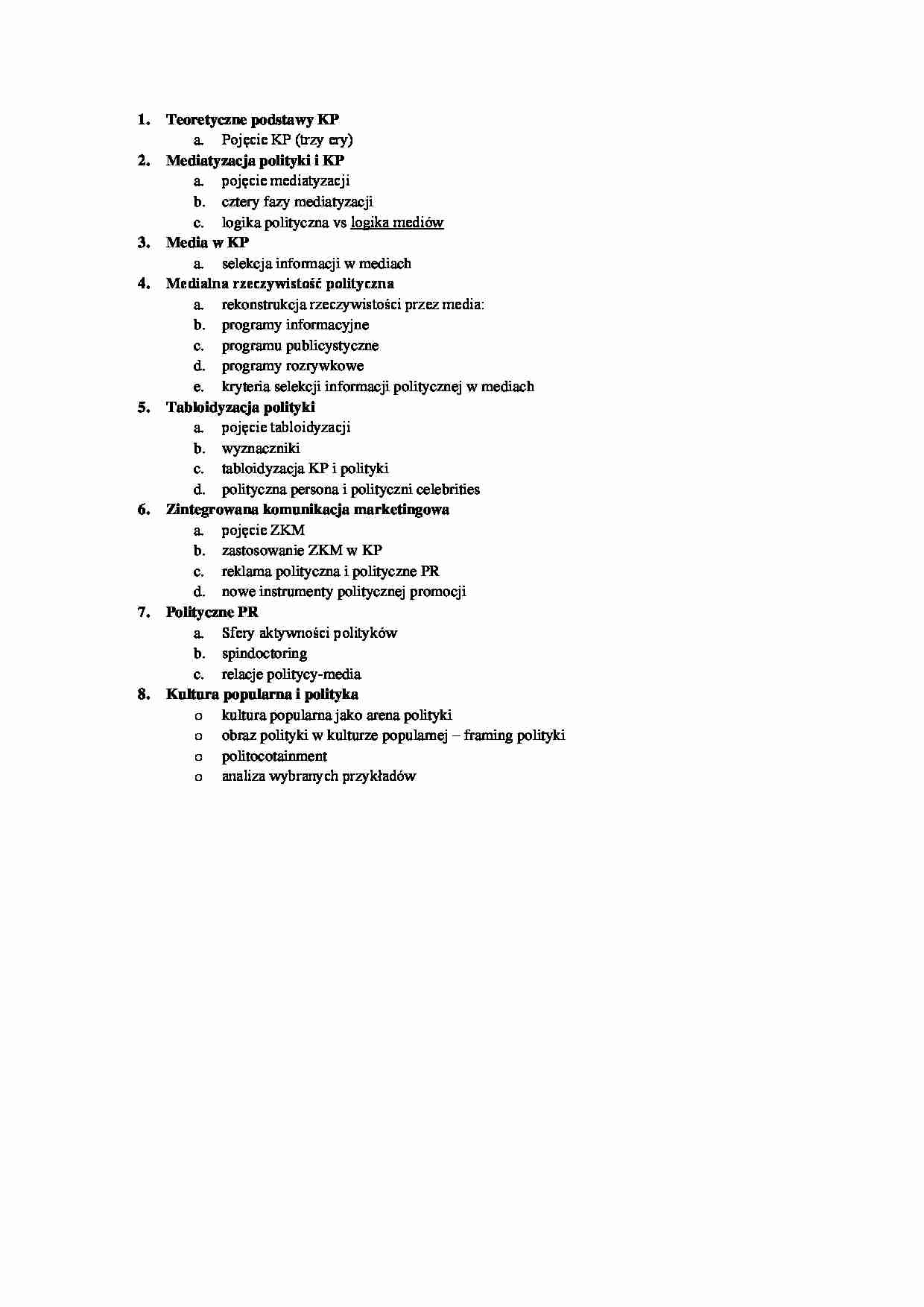 Mediatyzacja - egzamin  - strona 1