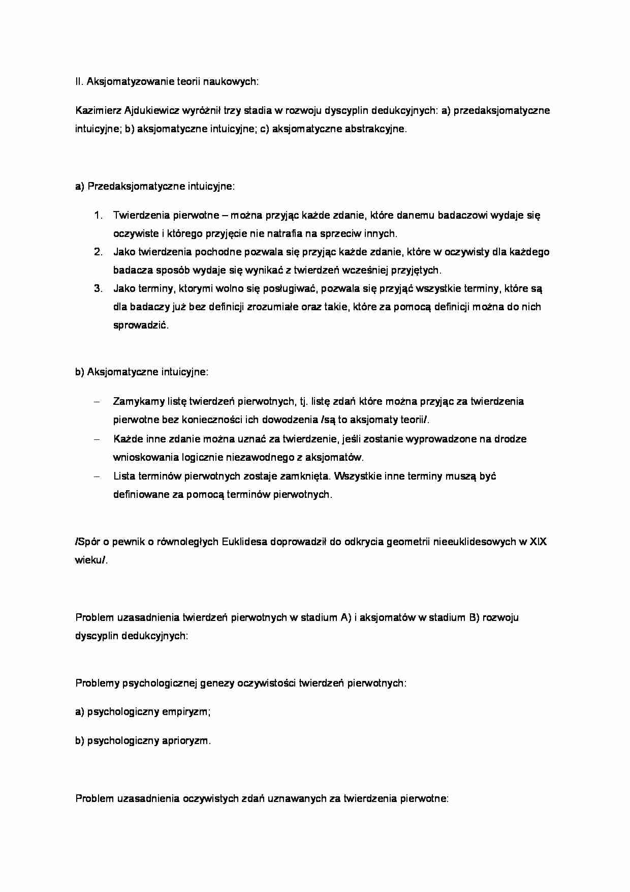 Aksjomatyzowanie teorii naukowych - strona 1