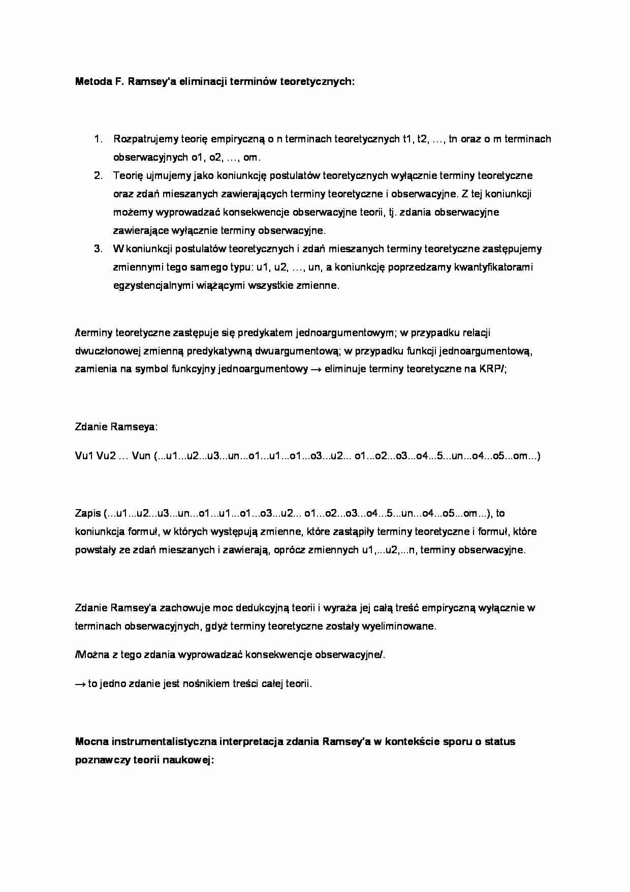 Metoda F. Ramsey'a  - strona 1
