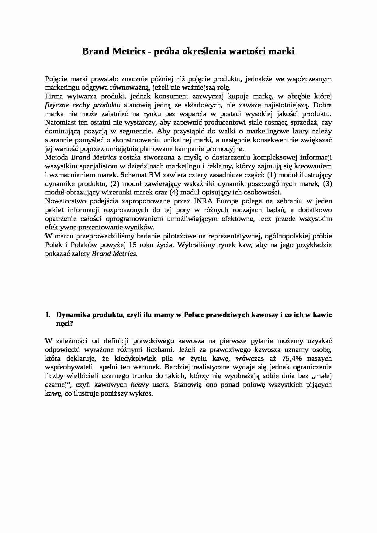 Brand Metrics - próba określenia wartości marki - strona 1