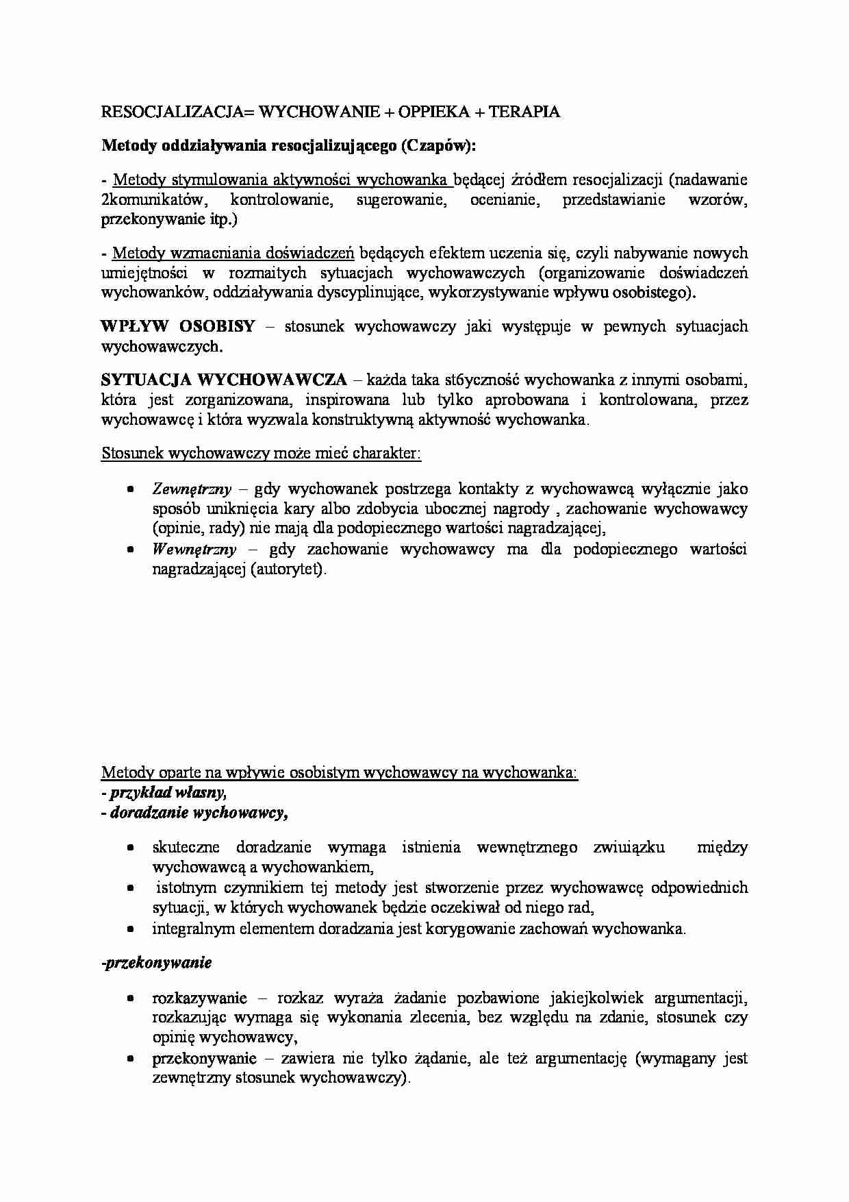 Resocjalizacja - wychowanie, opieka i terapia. - strona 1