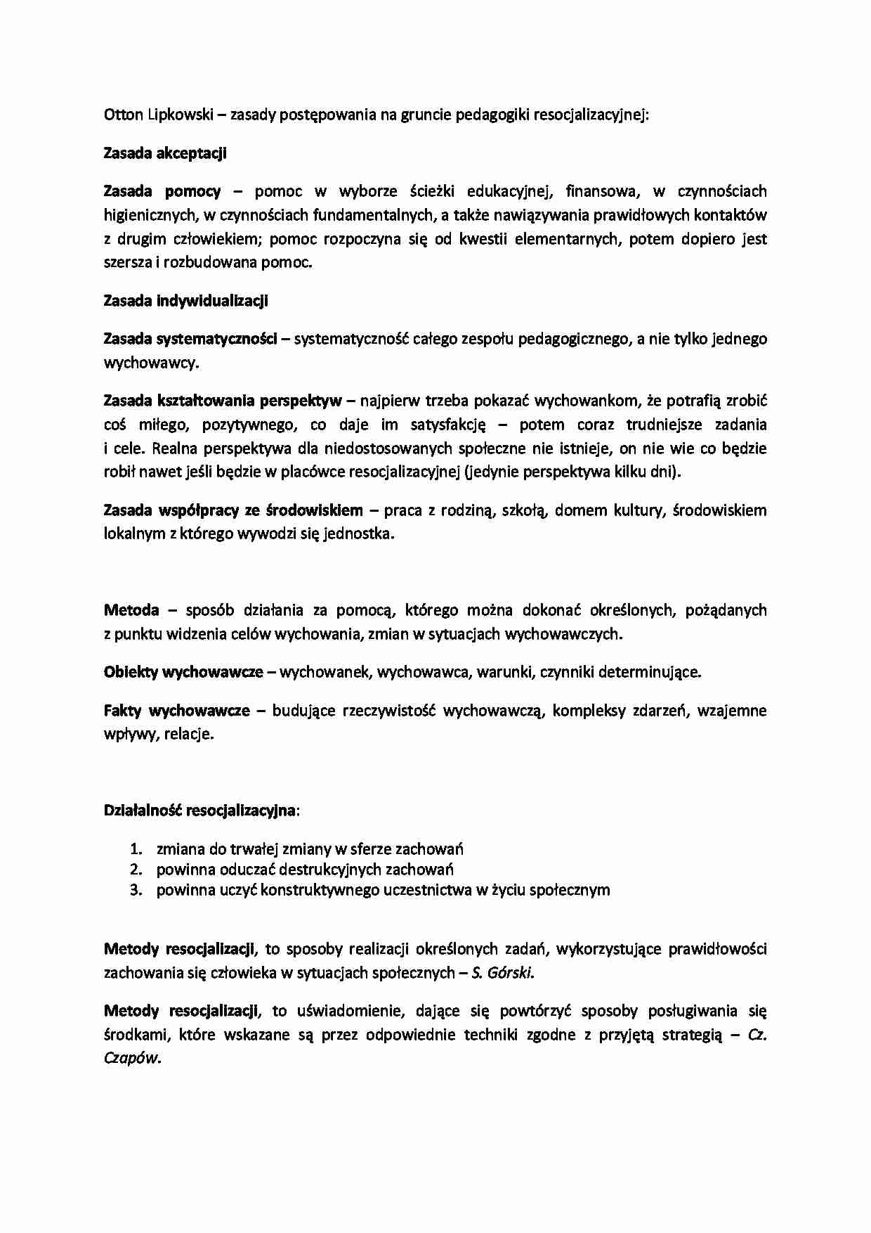 Zasady postępowania na gruncie pedagogiki resocjalizacyjnej - strona 1