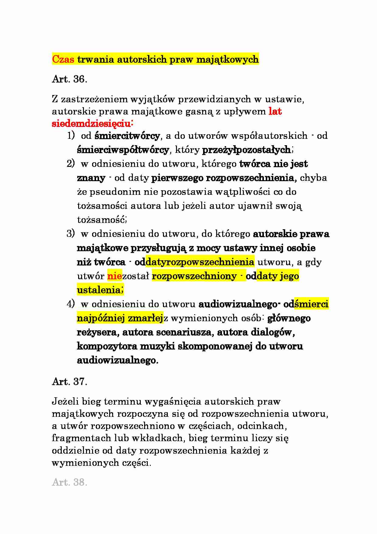 Czas trwania autorskich praw majątkowych - strona 1