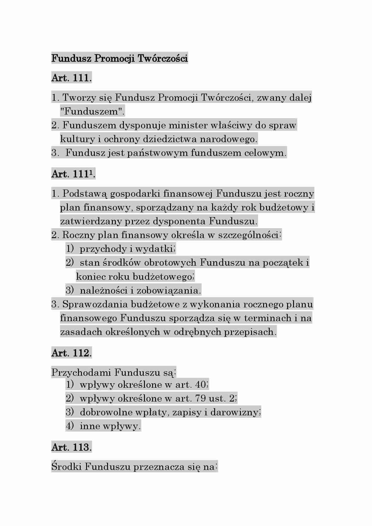 Fundusz promocji twórczości - strona 1