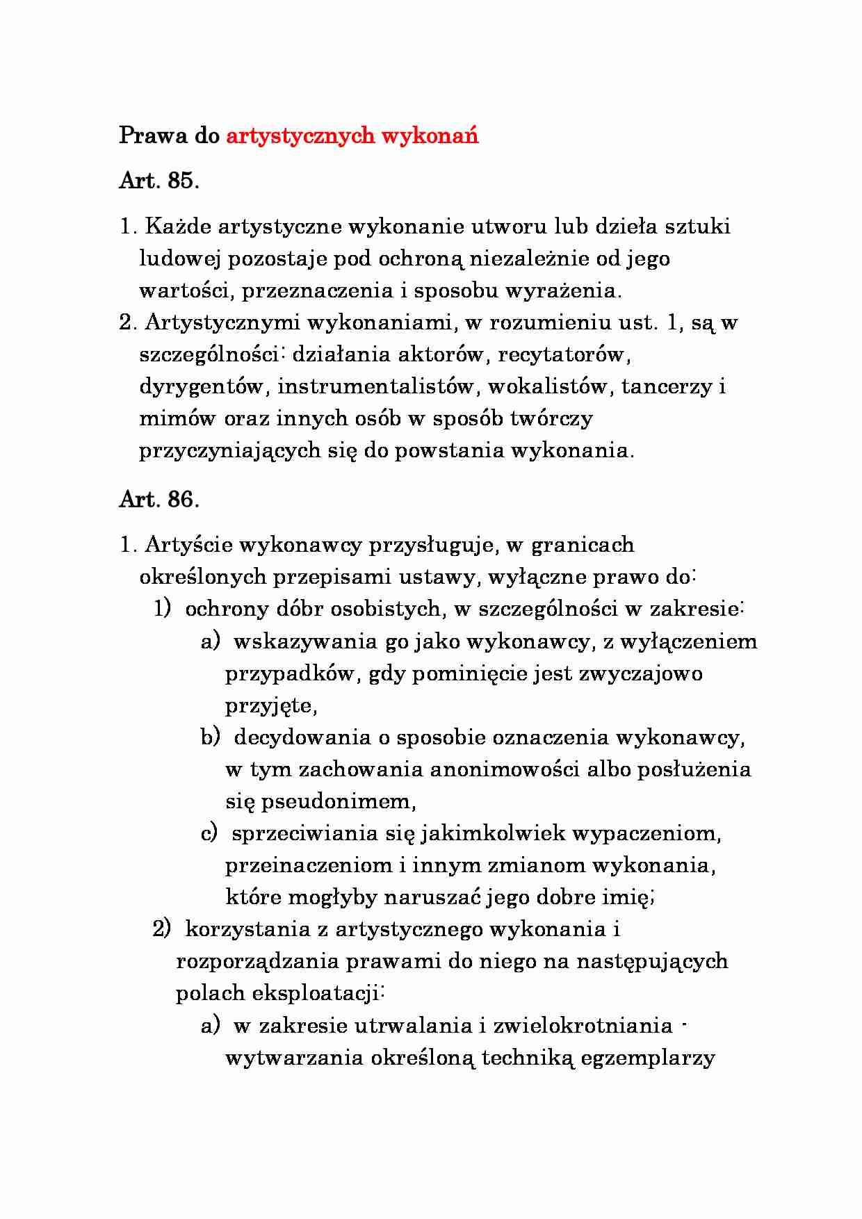Prawa do artystycznych wykonań - strona 1
