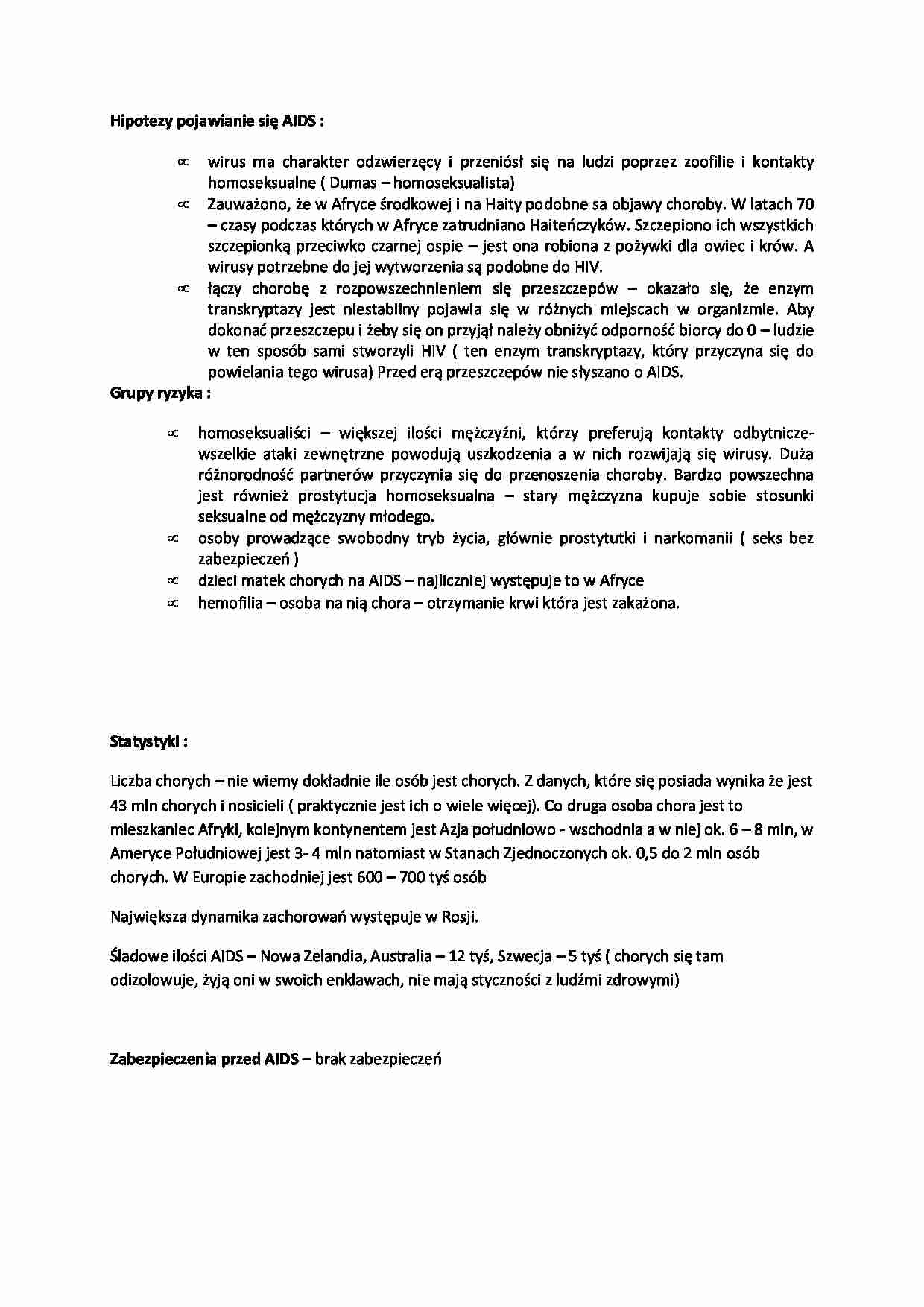 Hipotezy pojawianie się AIDS - strona 1