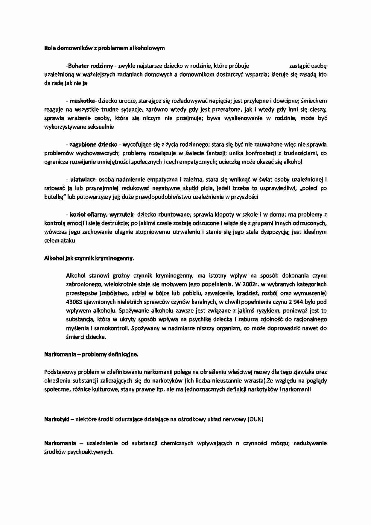 Role domowników z problemem alkoholowym - strona 1