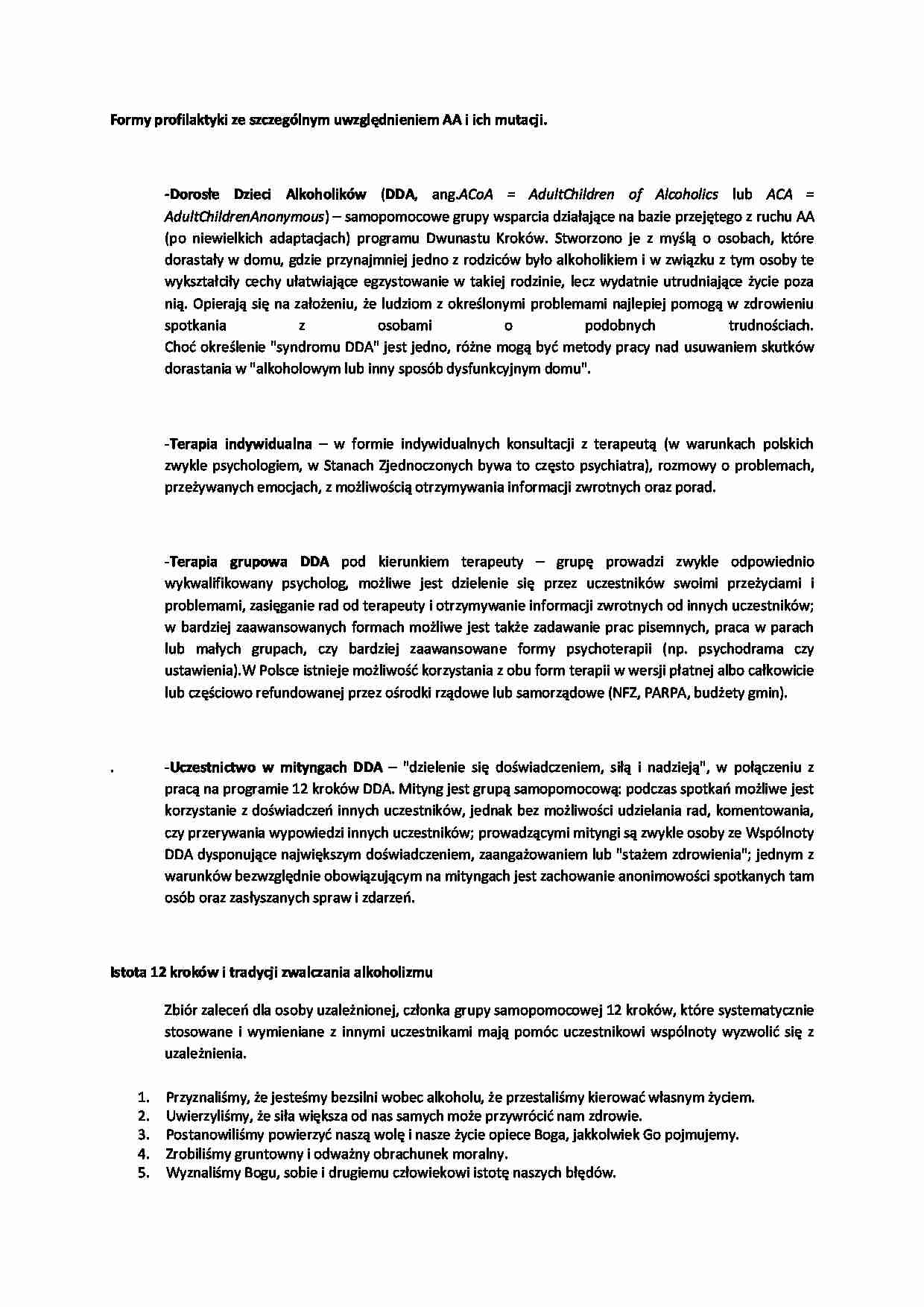 Formy profilaktyki ze szczególnym uwzględnieniem AA i ich mutacji - strona 1