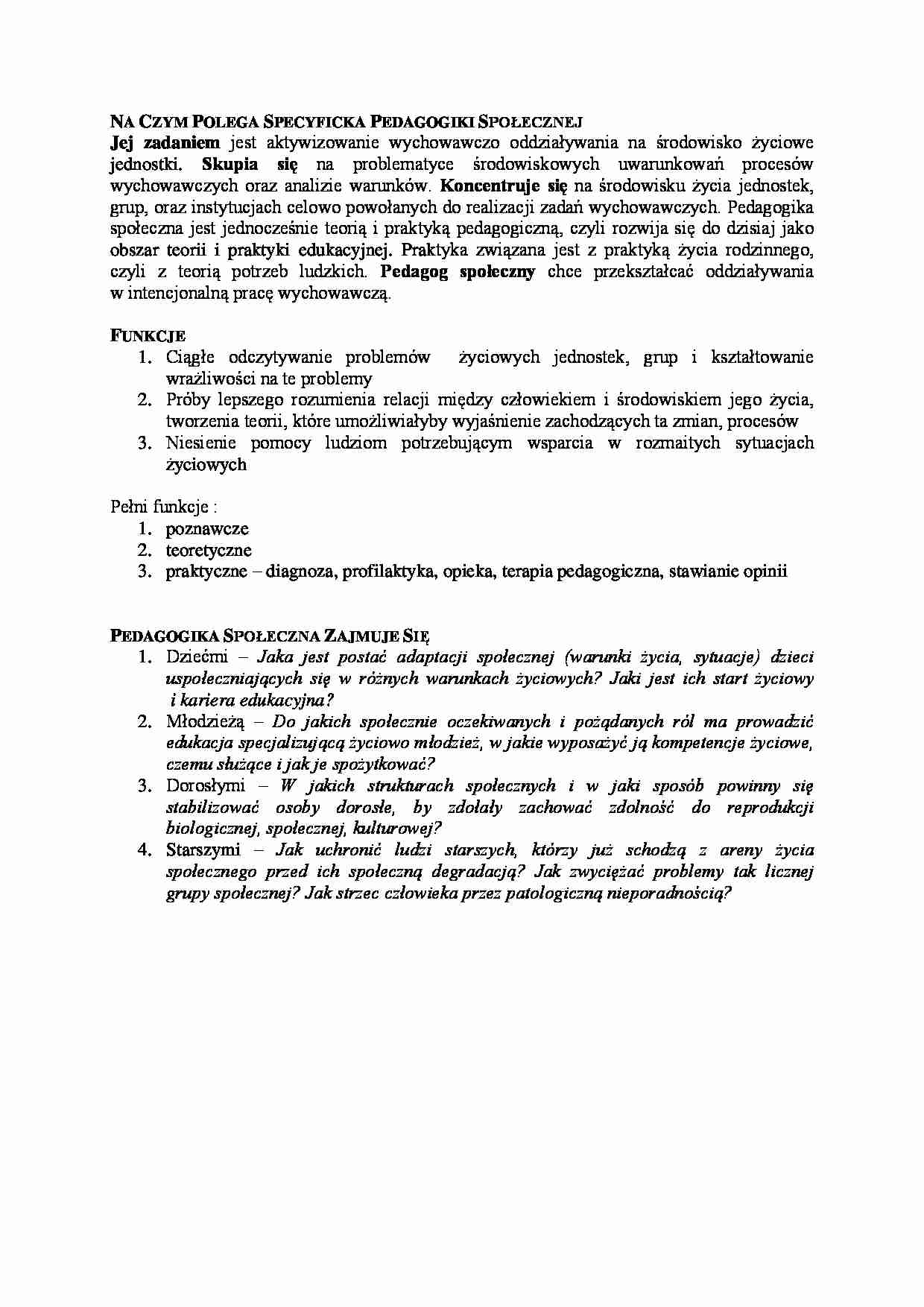 Specyfika pedagogiki społecznej. - strona 1