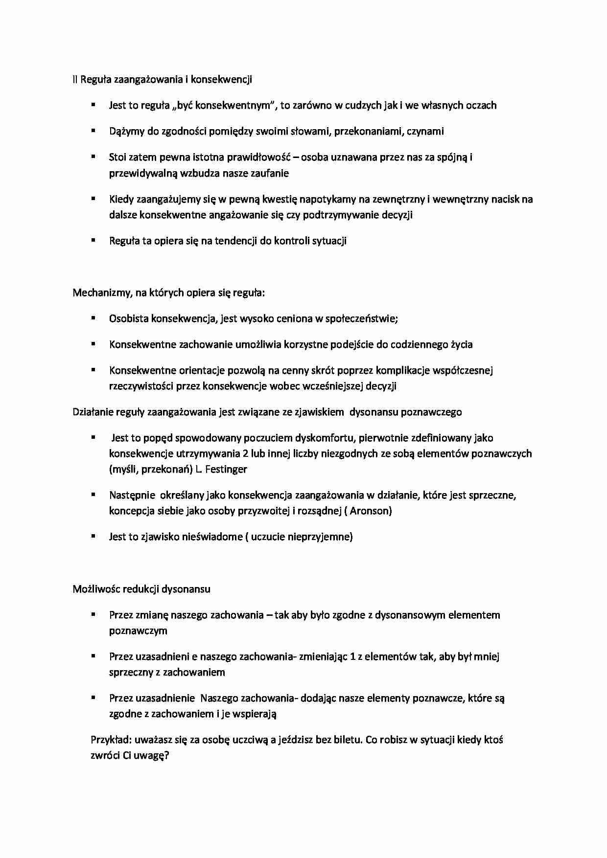 II Reguła zaangażowania i konsekwencji - strona 1