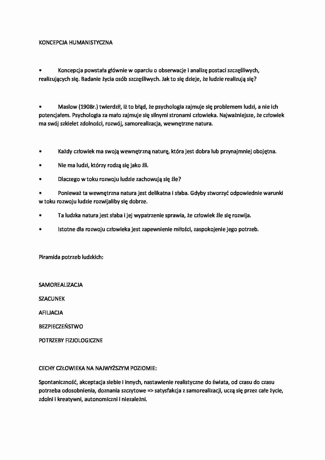 Koncepcja humanistyczna - strona 1