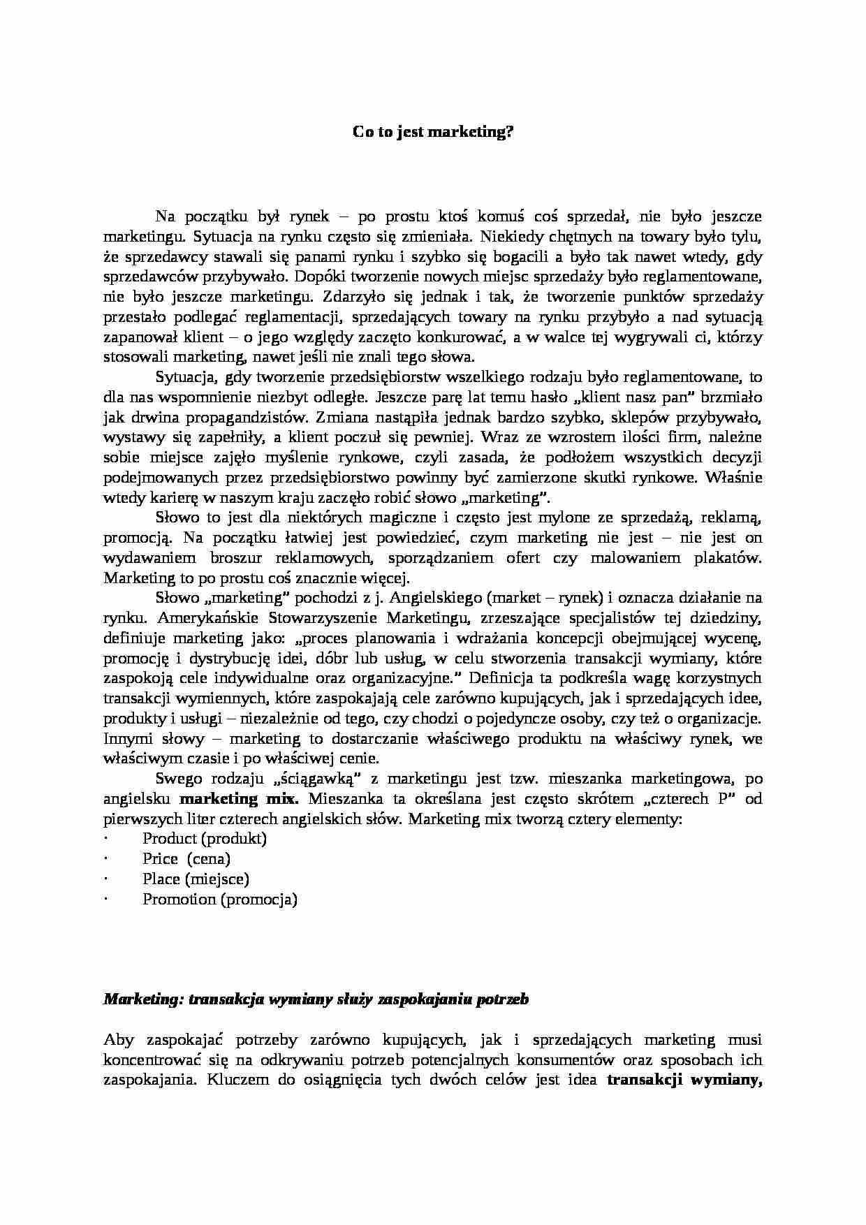 Co to jest marketing - strona 1
