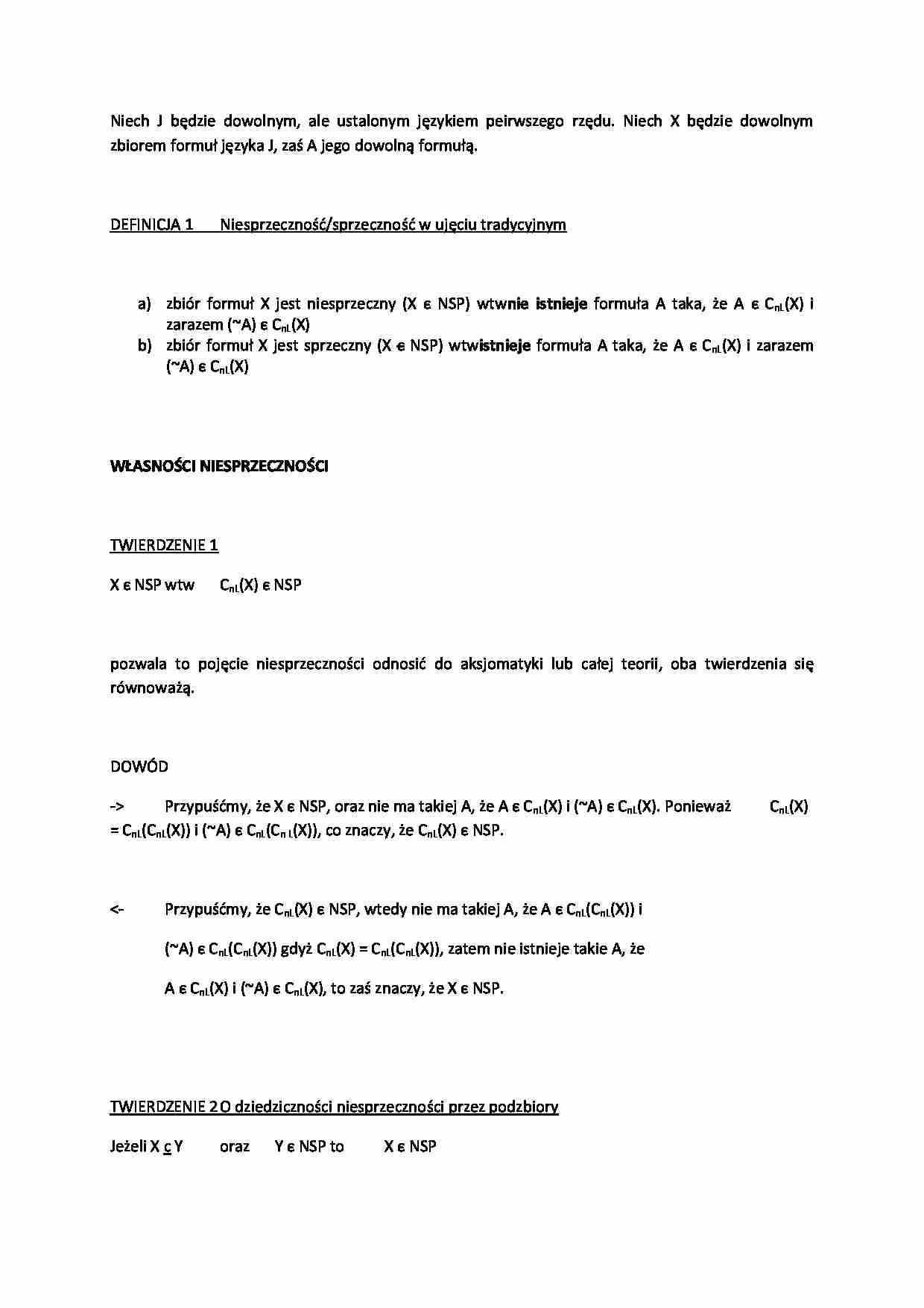 Sprzeczność i niesprzeczność - strona 1