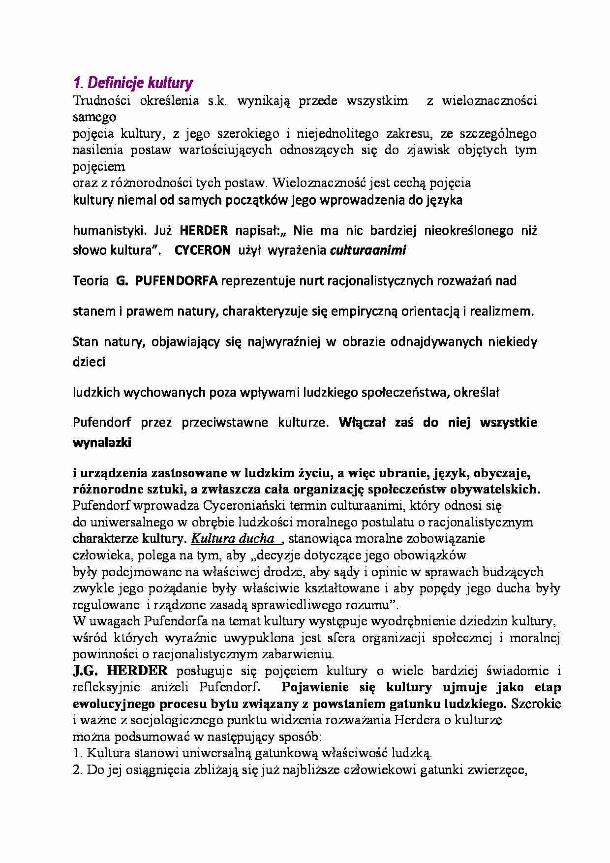 Opracowanie do egzaminu z socjologii kultury. - strona 1