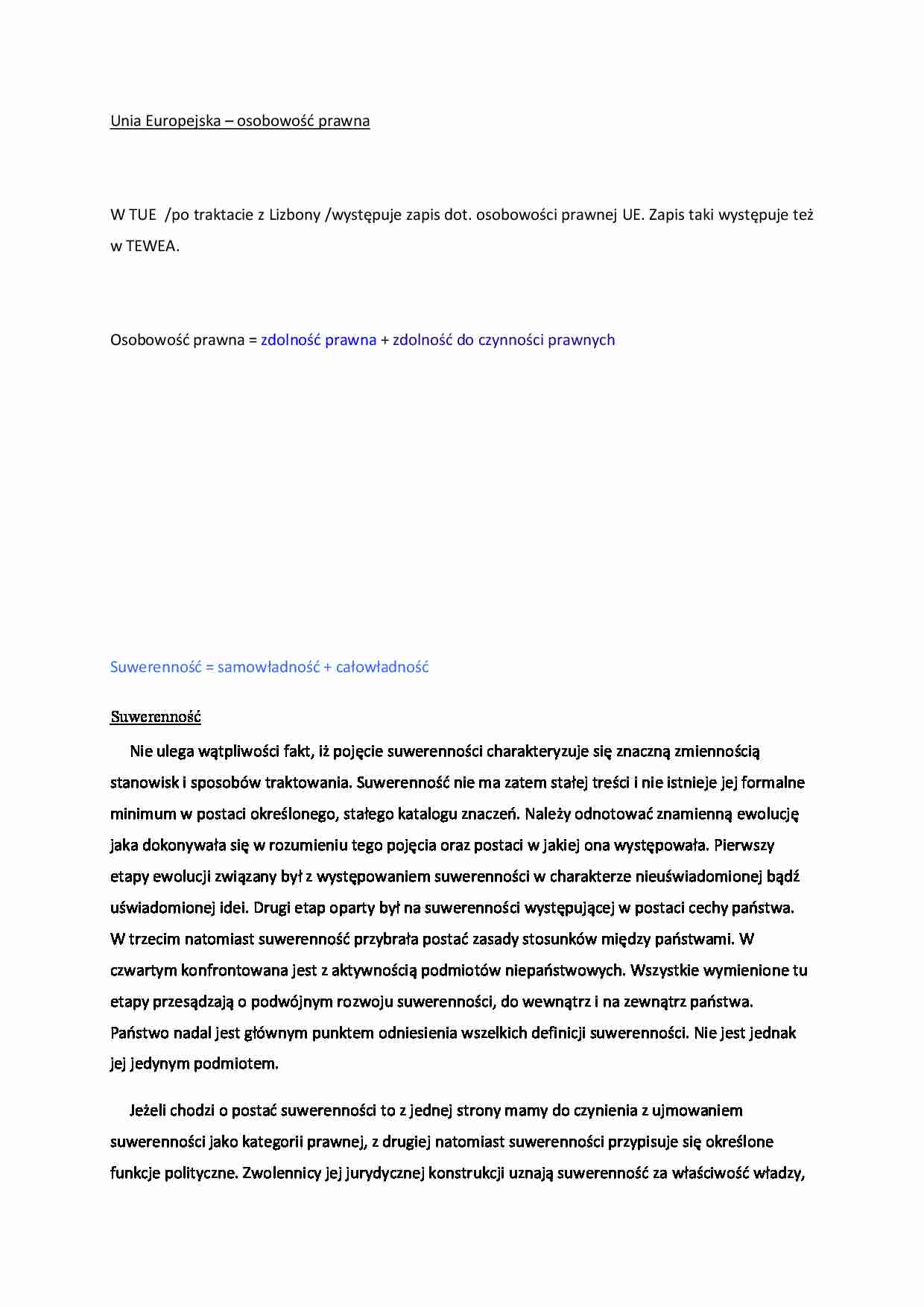 Unia Europejska - osobowość prawna - strona 1