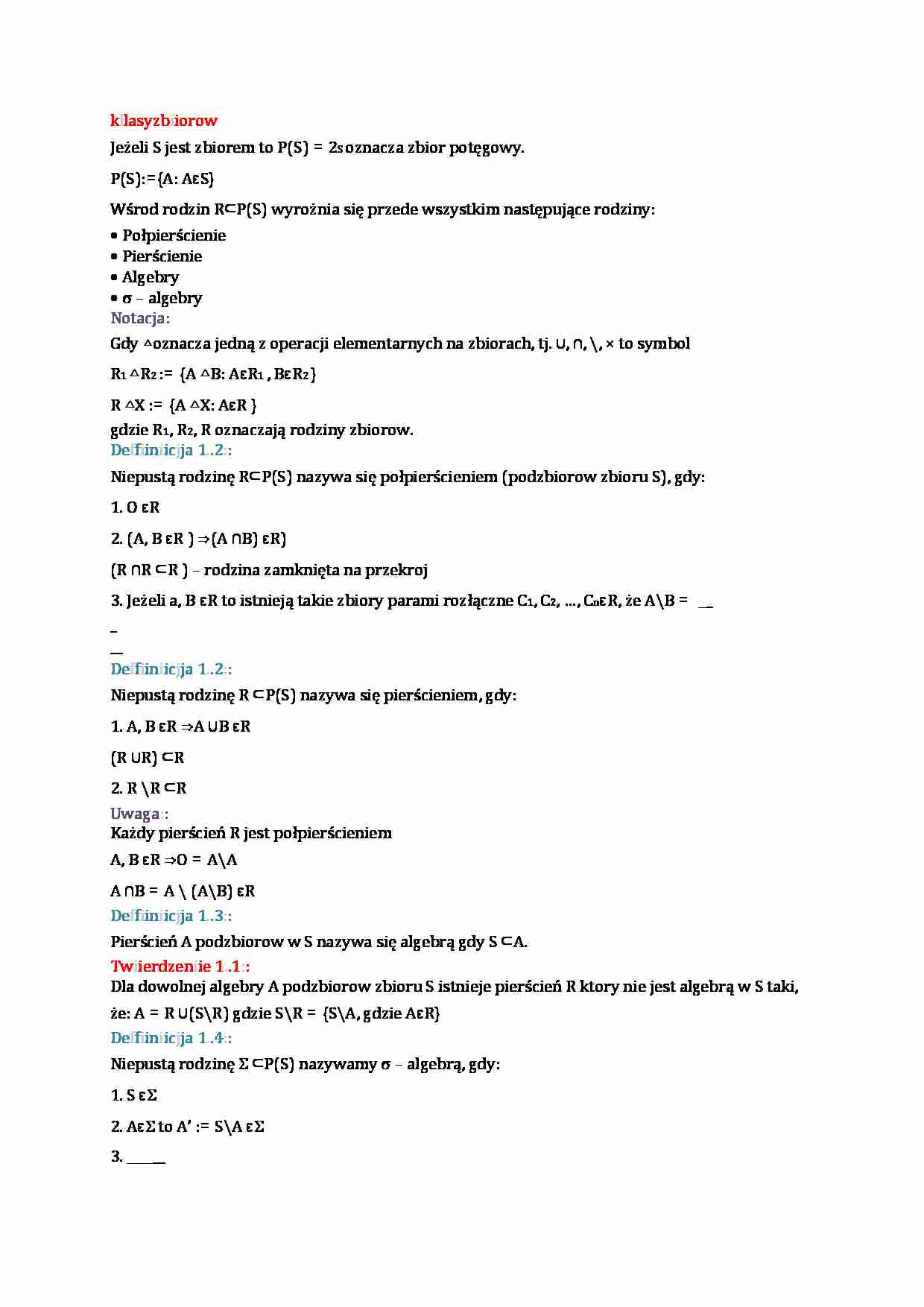 Klasy zbiorów - strona 1
