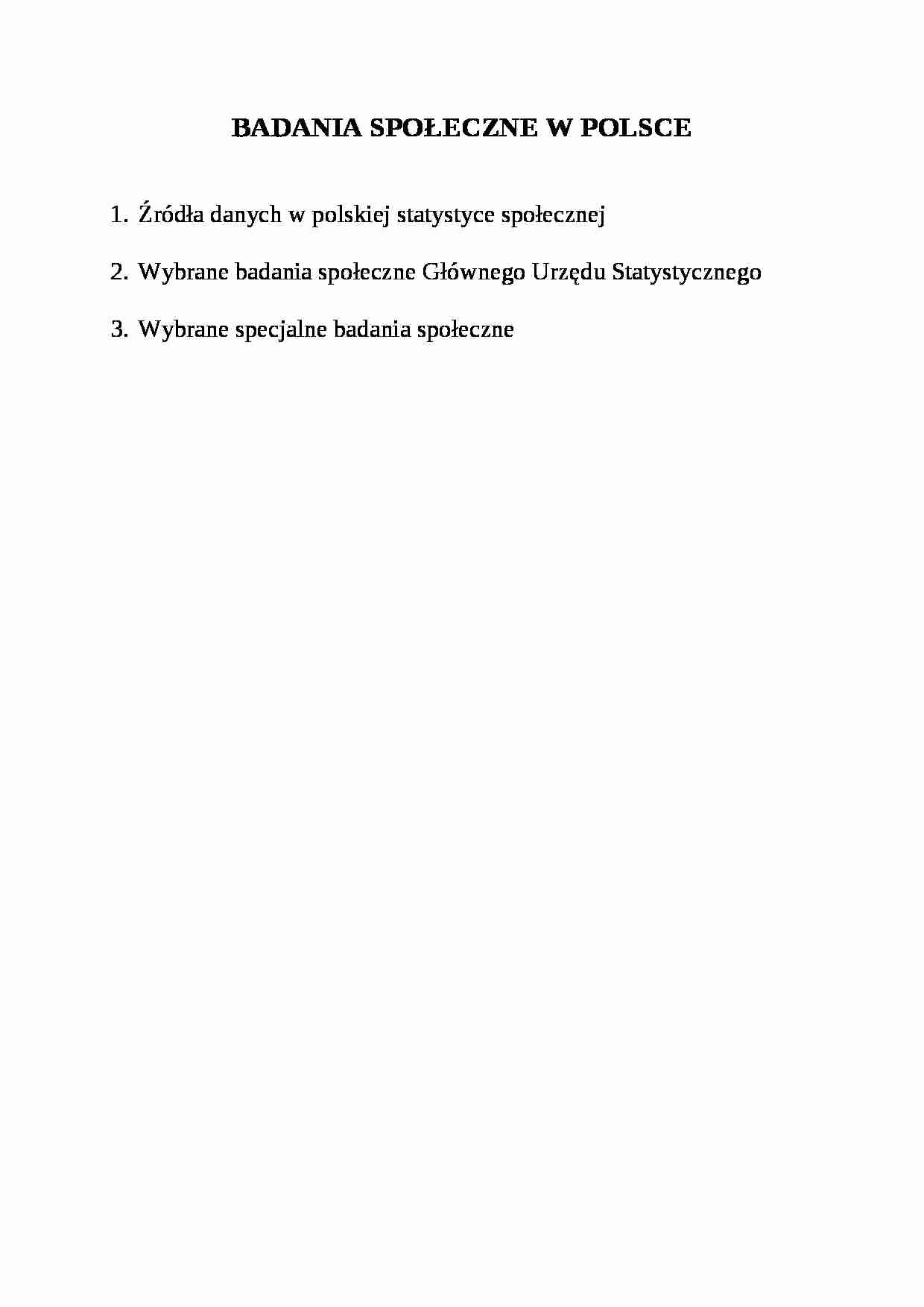 BADANIA SPOŁECZNE W POLSCE - strona 1