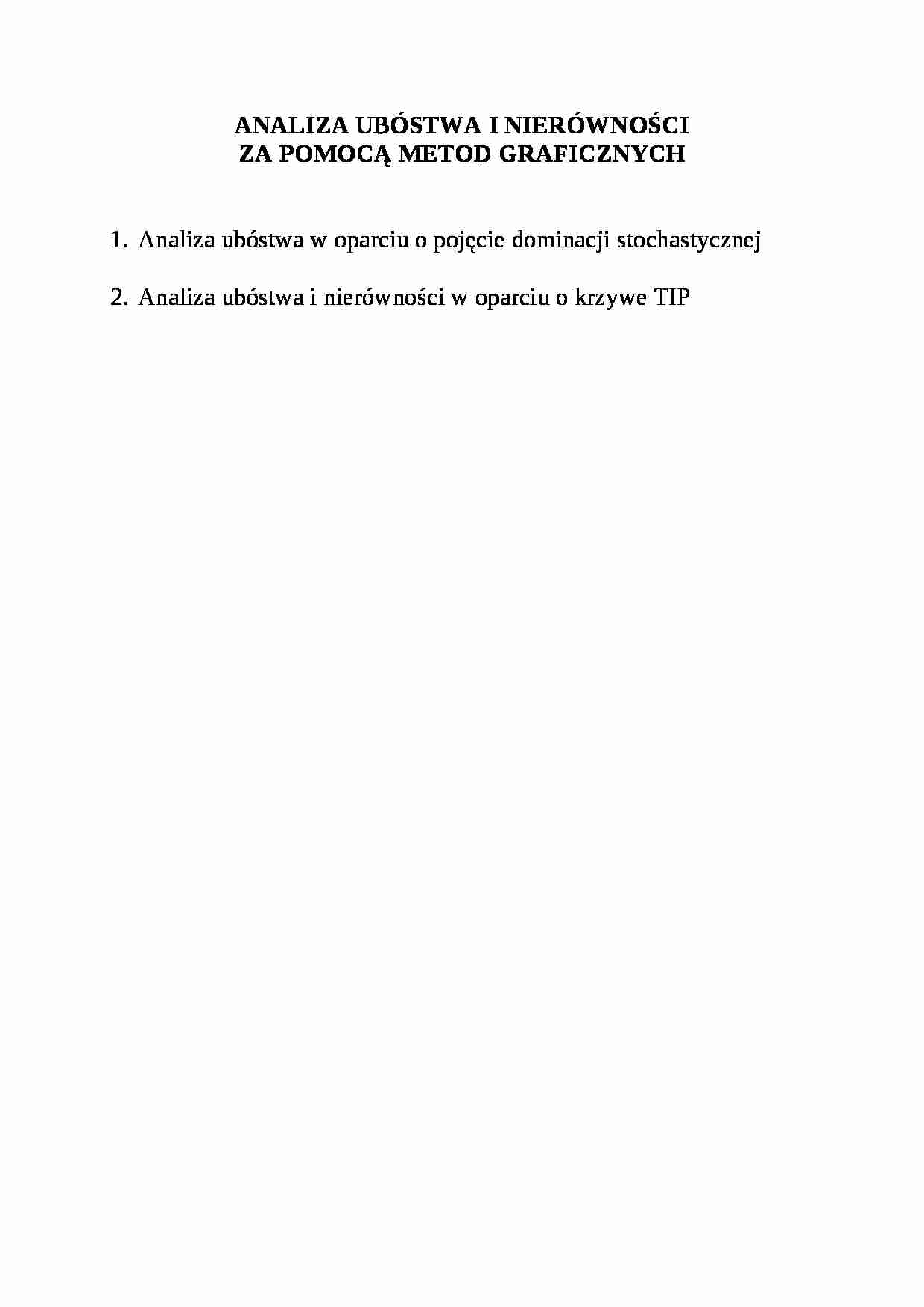 ANALIZA UBÓSTWA I NIERÓWNOŚCI  ZA POMOCĄ METOD GRAFICZNYCH - strona 1