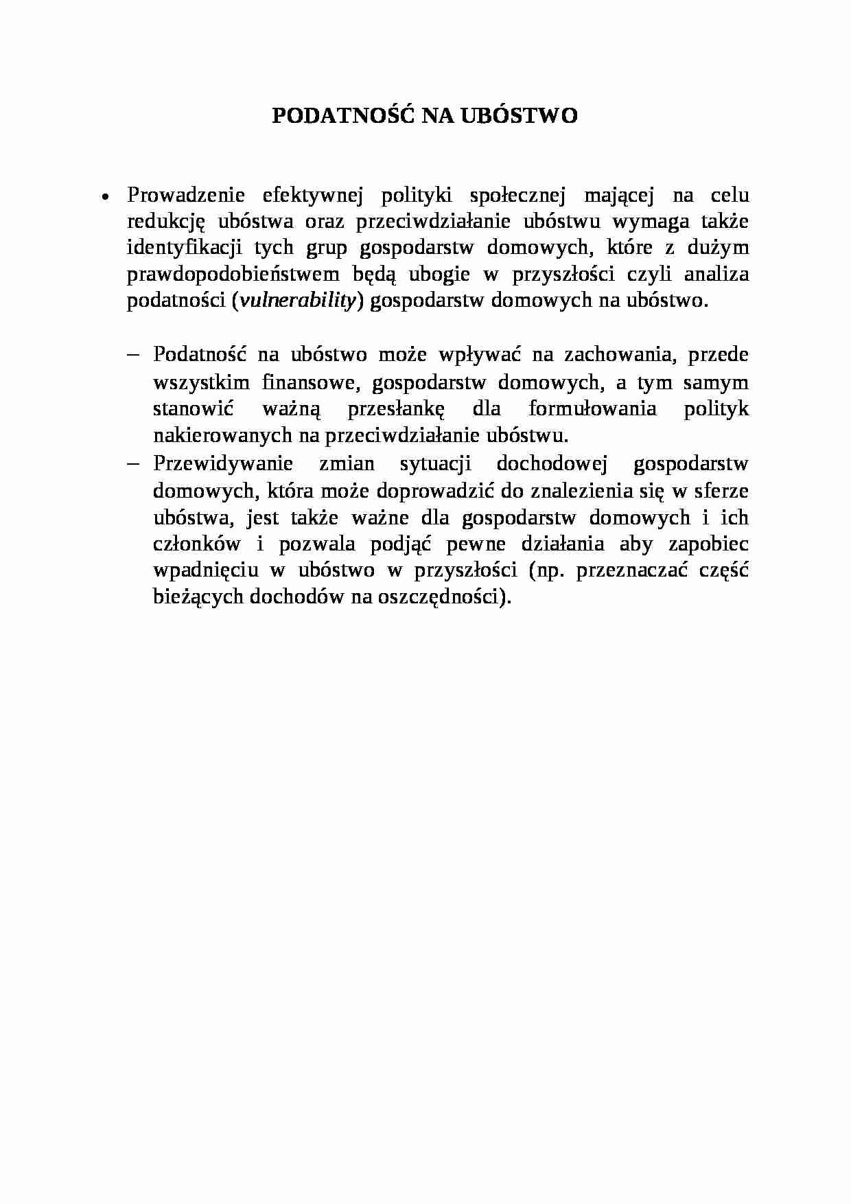 PODATNOŚĆ NA UBÓSTWO - strona 1