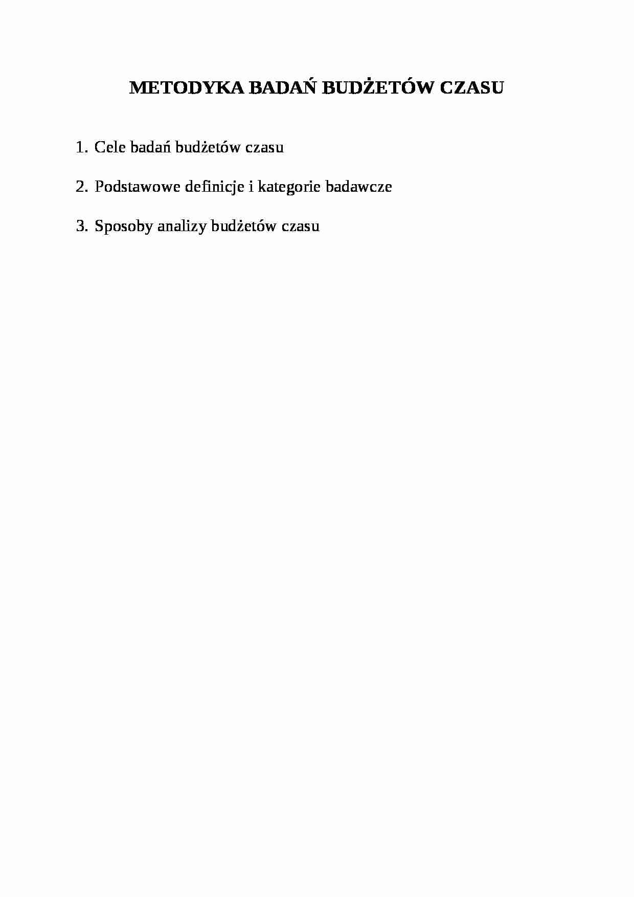 METODYKA BADAŃ BUDŻETÓW CZASU - strona 1