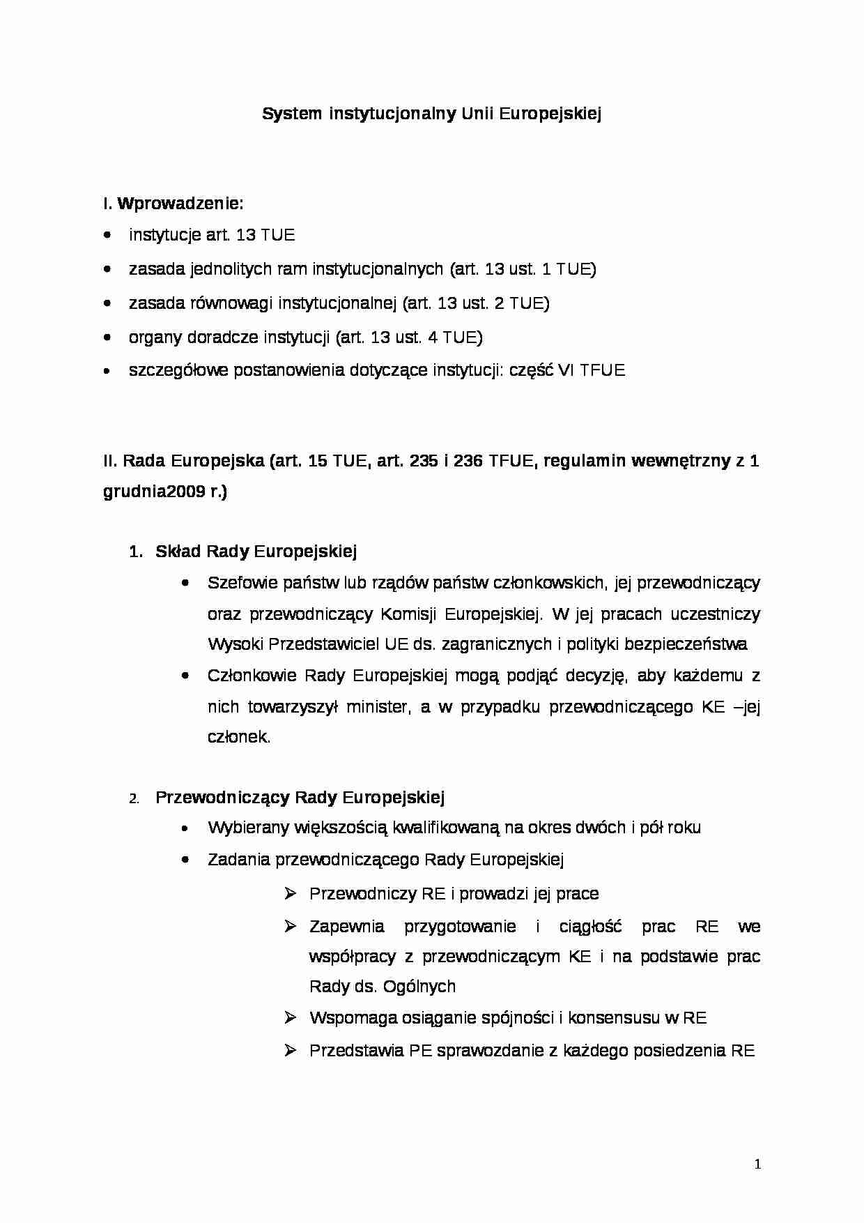 System instytucjonalny unii europejskiej - strona 1