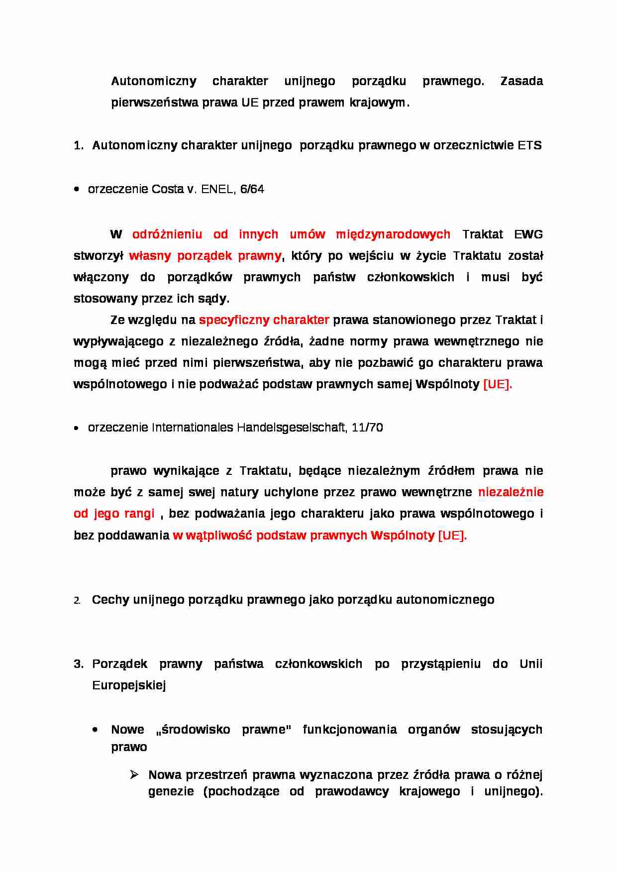 Autonomiczny charakter unijnego porzadku prawnego - strona 1