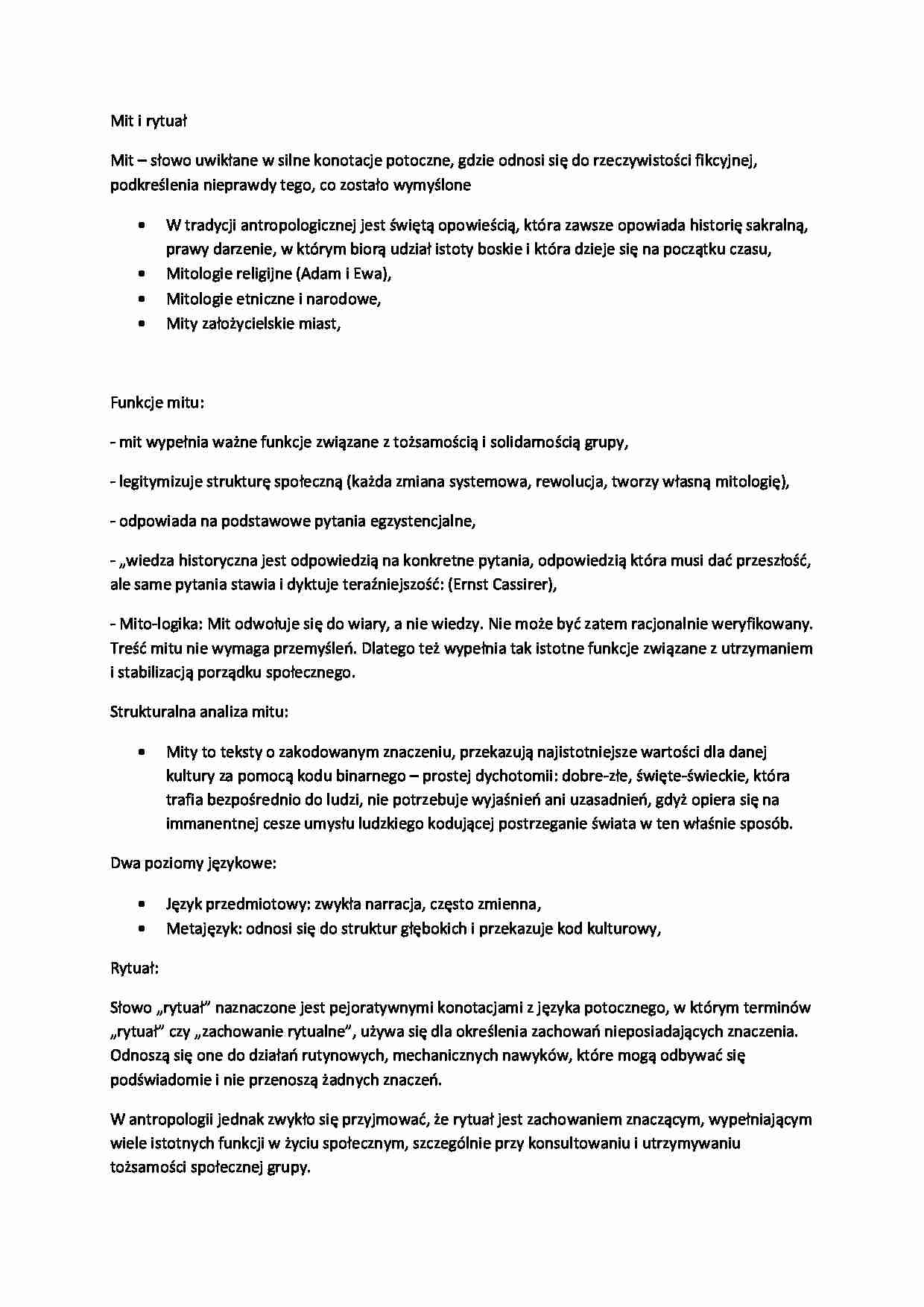 Mit i rytułał - funkcje  - strona 1
