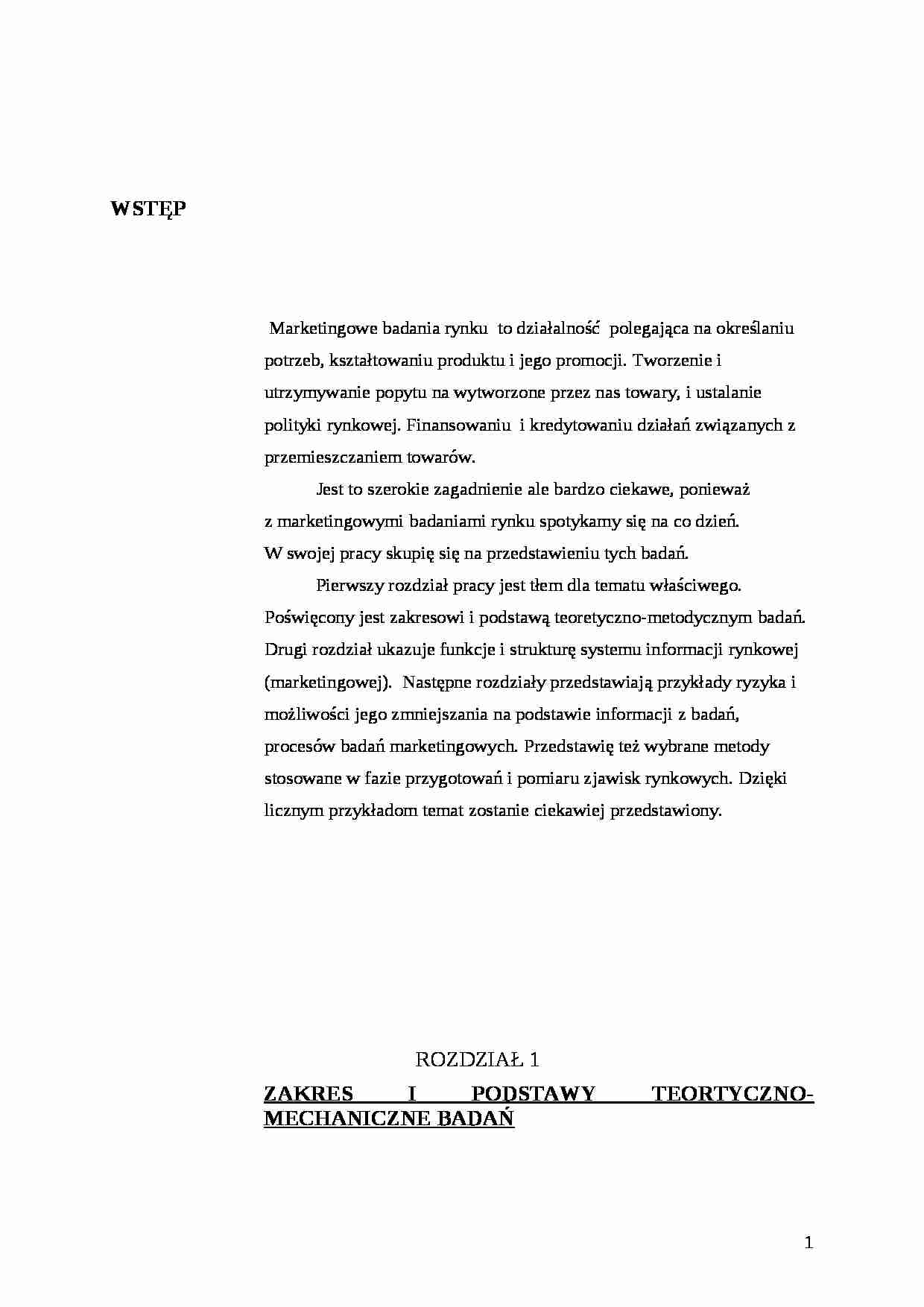 Badania marketingowe - zakres, typy badań - strona 1