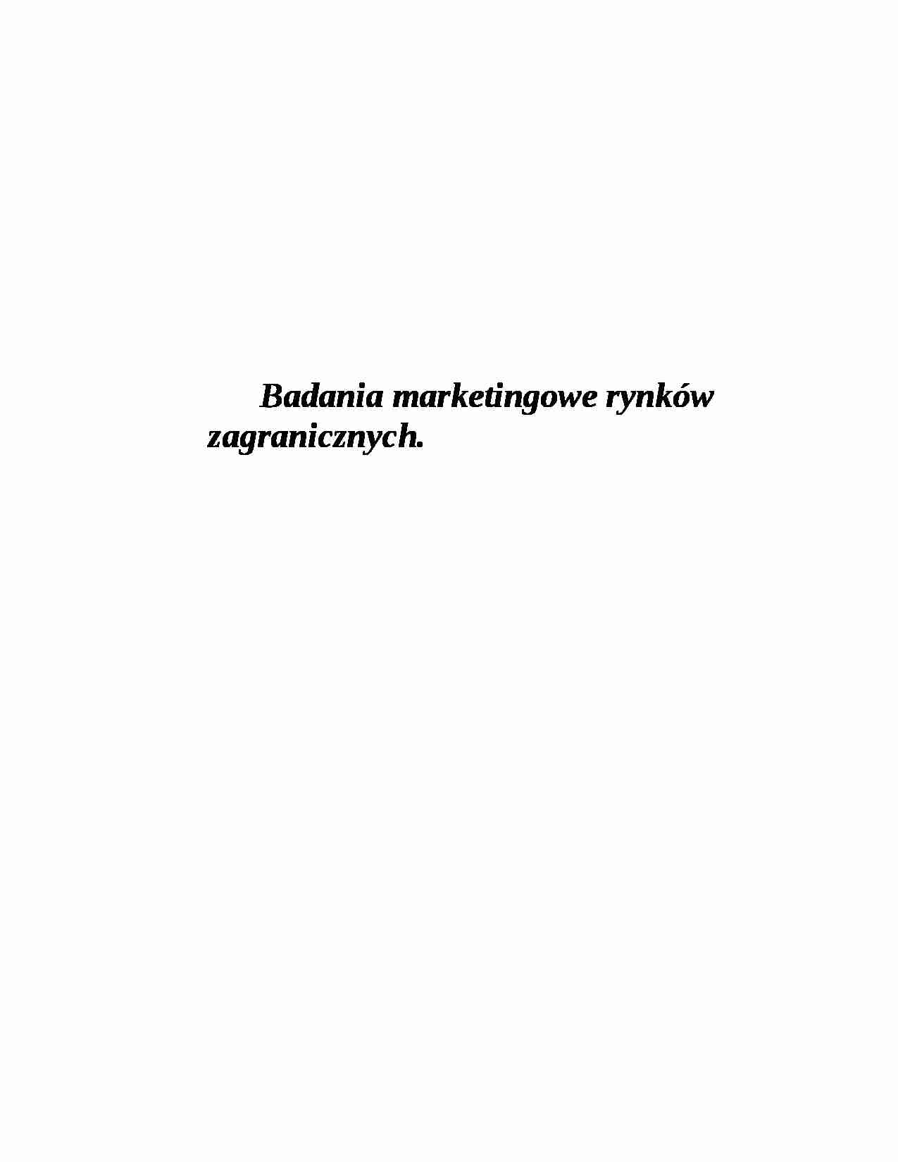 Badania marketingowe rynków zagranicznych - strona 1